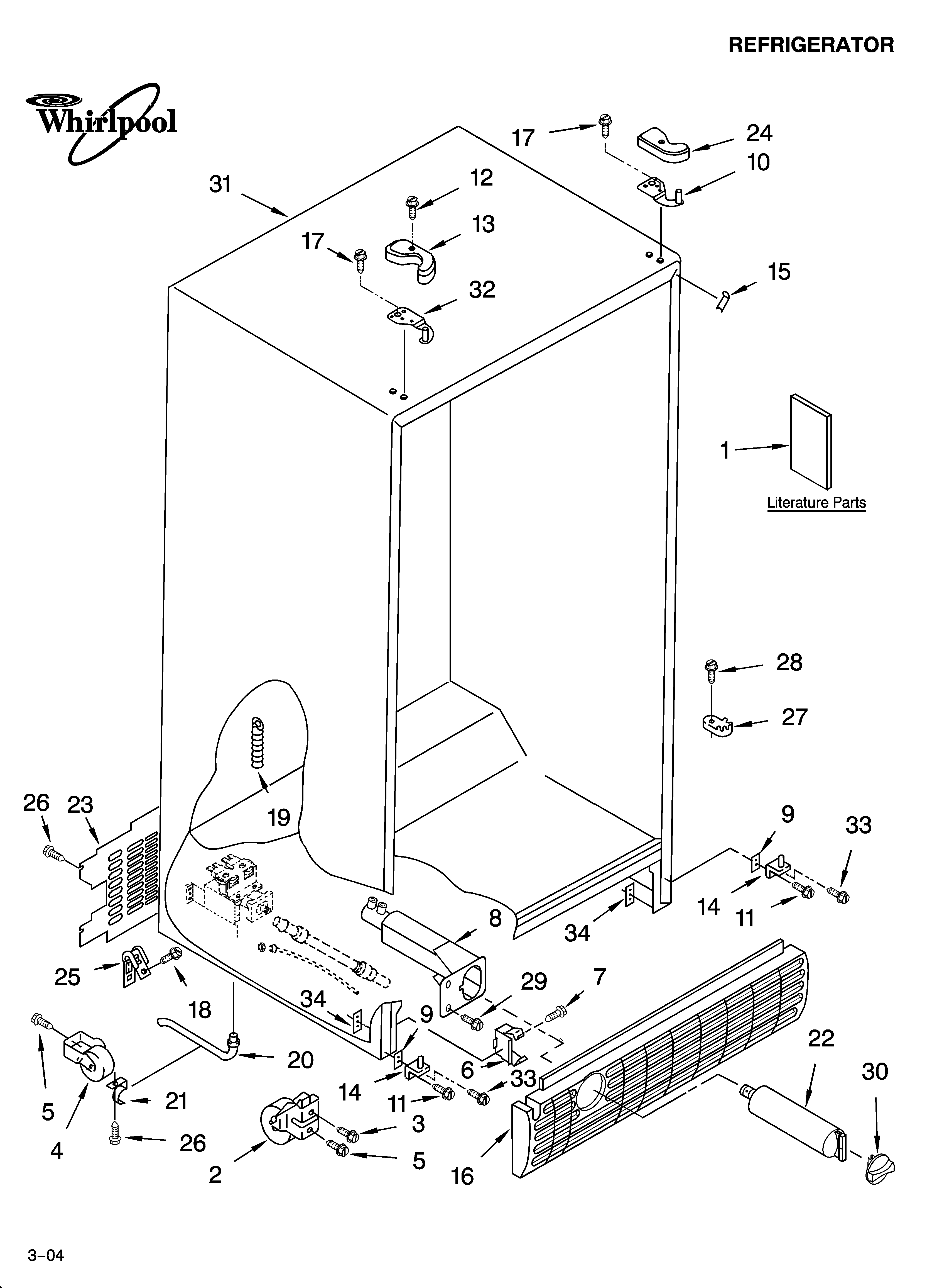 Whirlpool GS2SHEXNB00 cabinet parts diagram