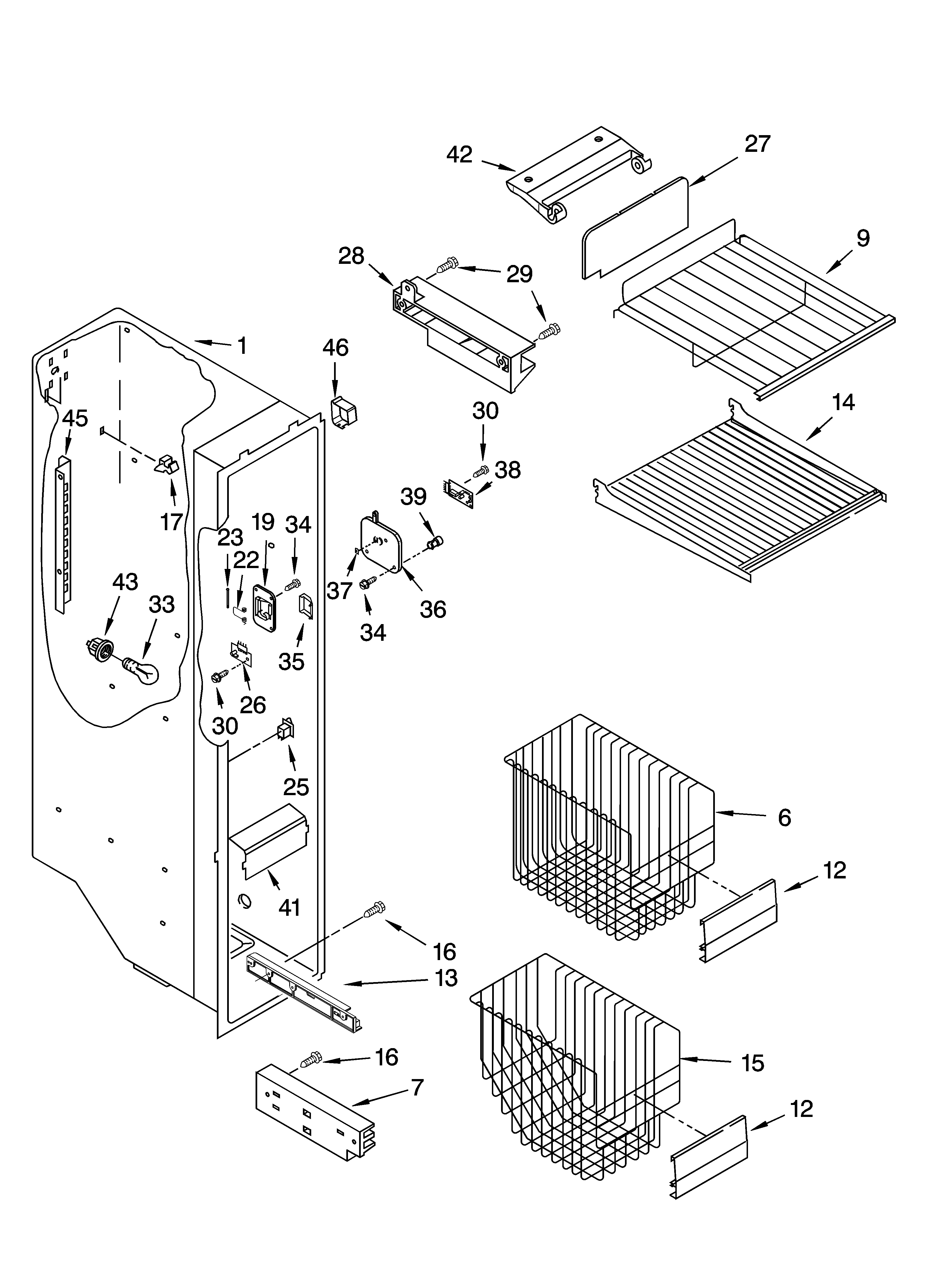 Whirlpool GS2SHEXNB00 freezer liner parts diagram