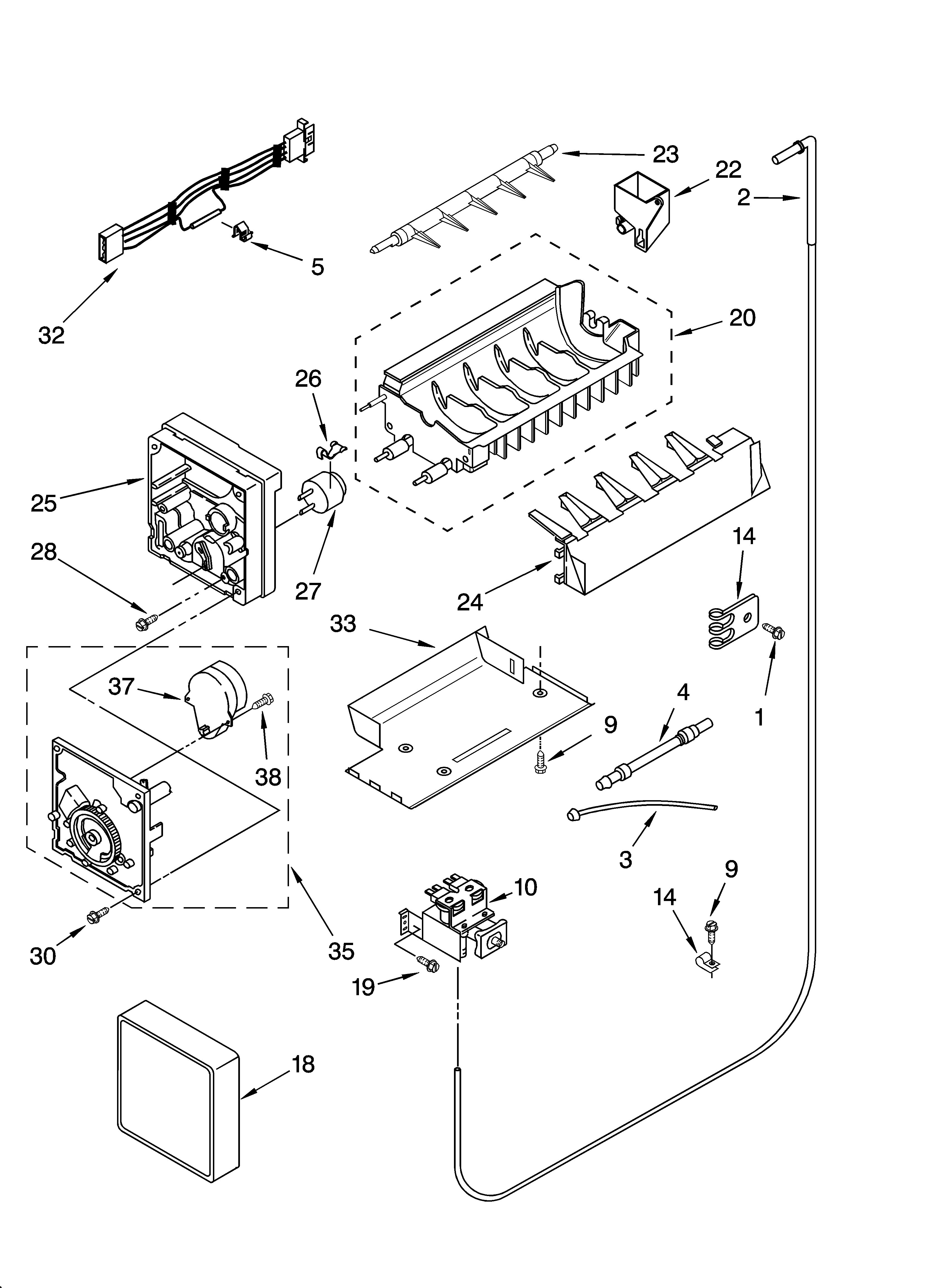 Whirlpool GS2SHEXNB00 icemaker parts diagram