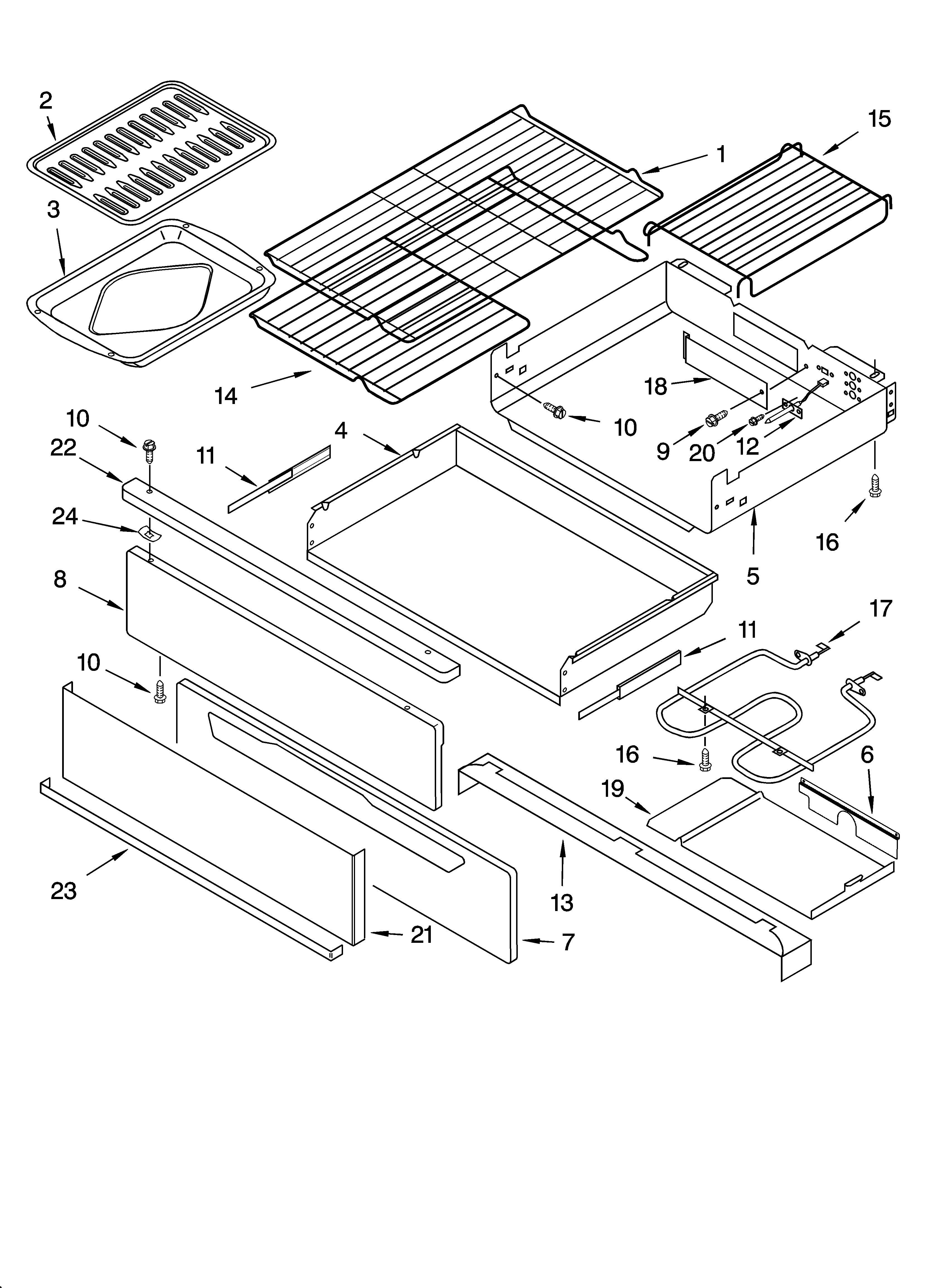 Whirlpool GS475LEMS1 drawer & broiler parts, miscellaneous parts diagram