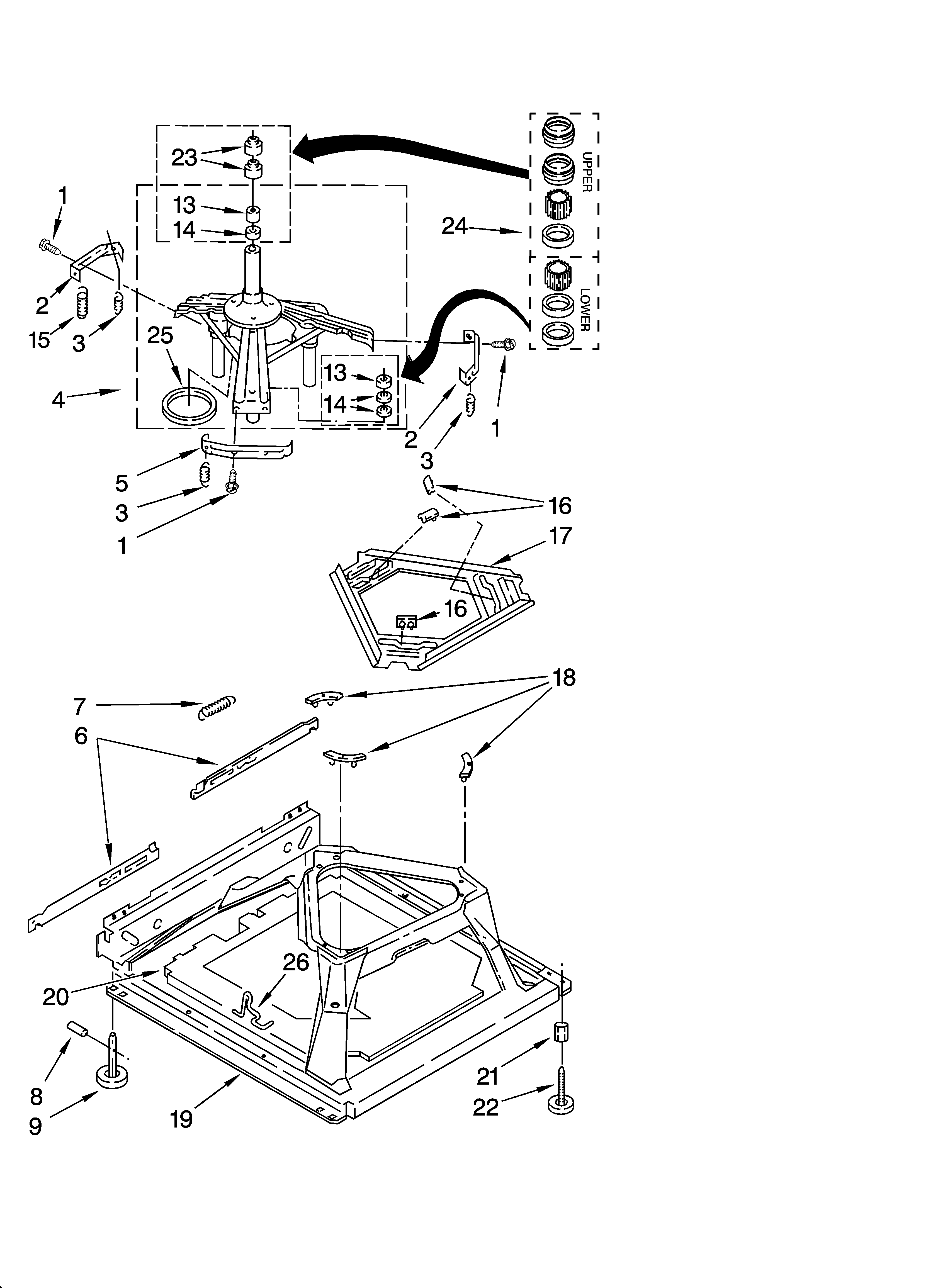 Whirlpool GSW9650LW0 machine base parts diagram
