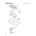 KitchenAid KGCT055GBL05 cooktop, burner and grate parts diagram