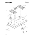 KitchenAid KGCV566MMT02 cooktop, burner and grate parts diagram