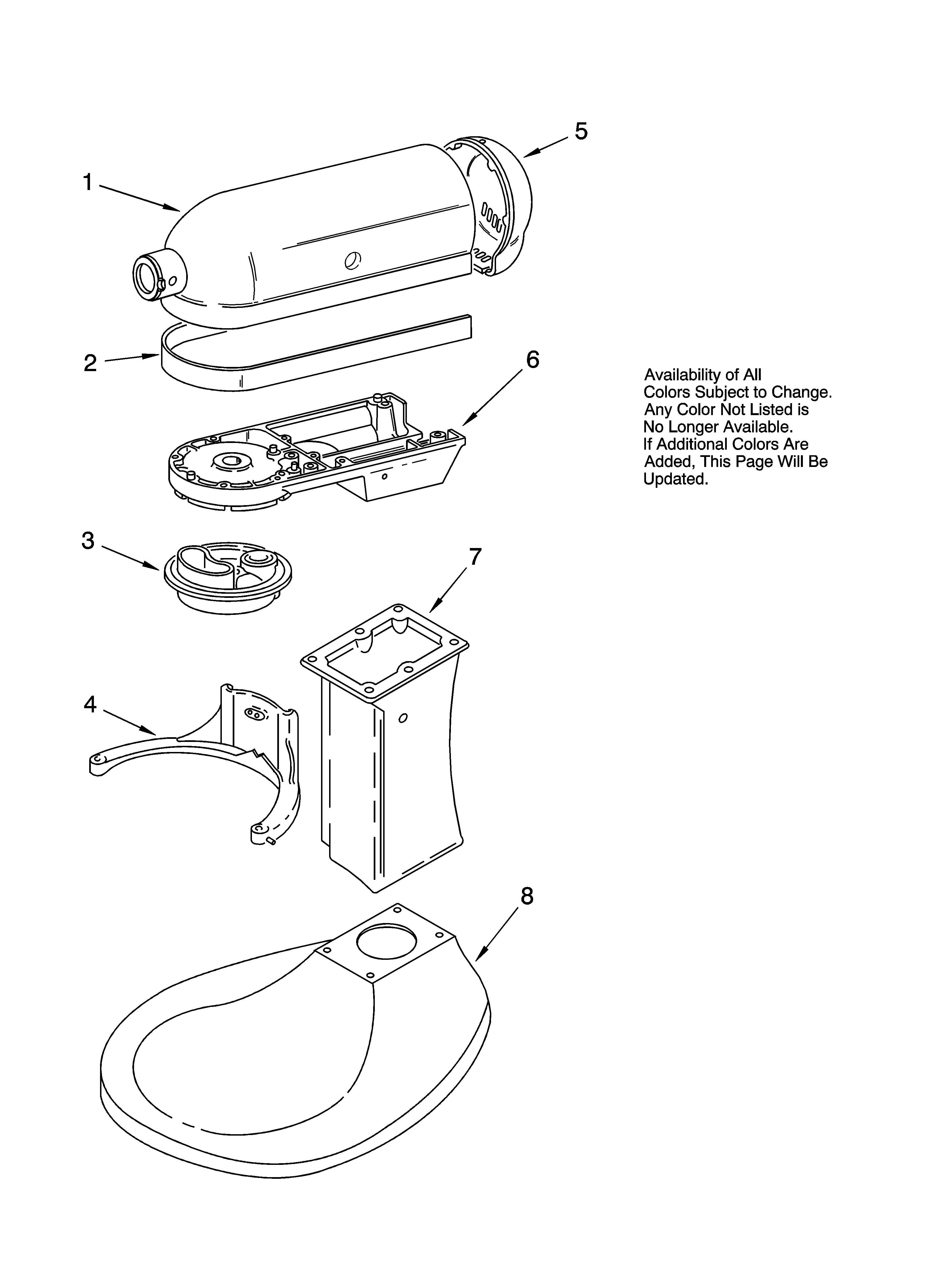 KitchenAid KSM50P-2 color variation parts diagram