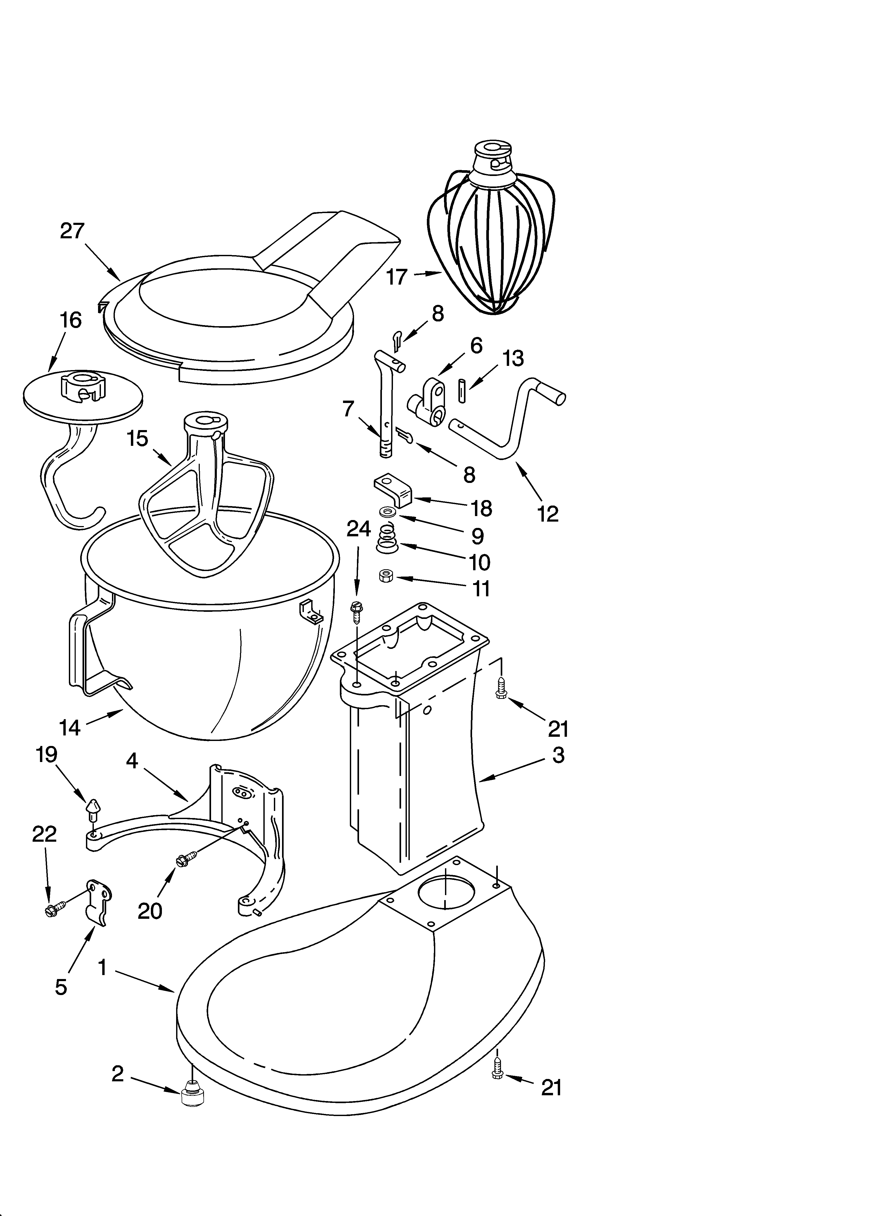 KitchenAid KSM50P-2 base and pedestal unit diagram