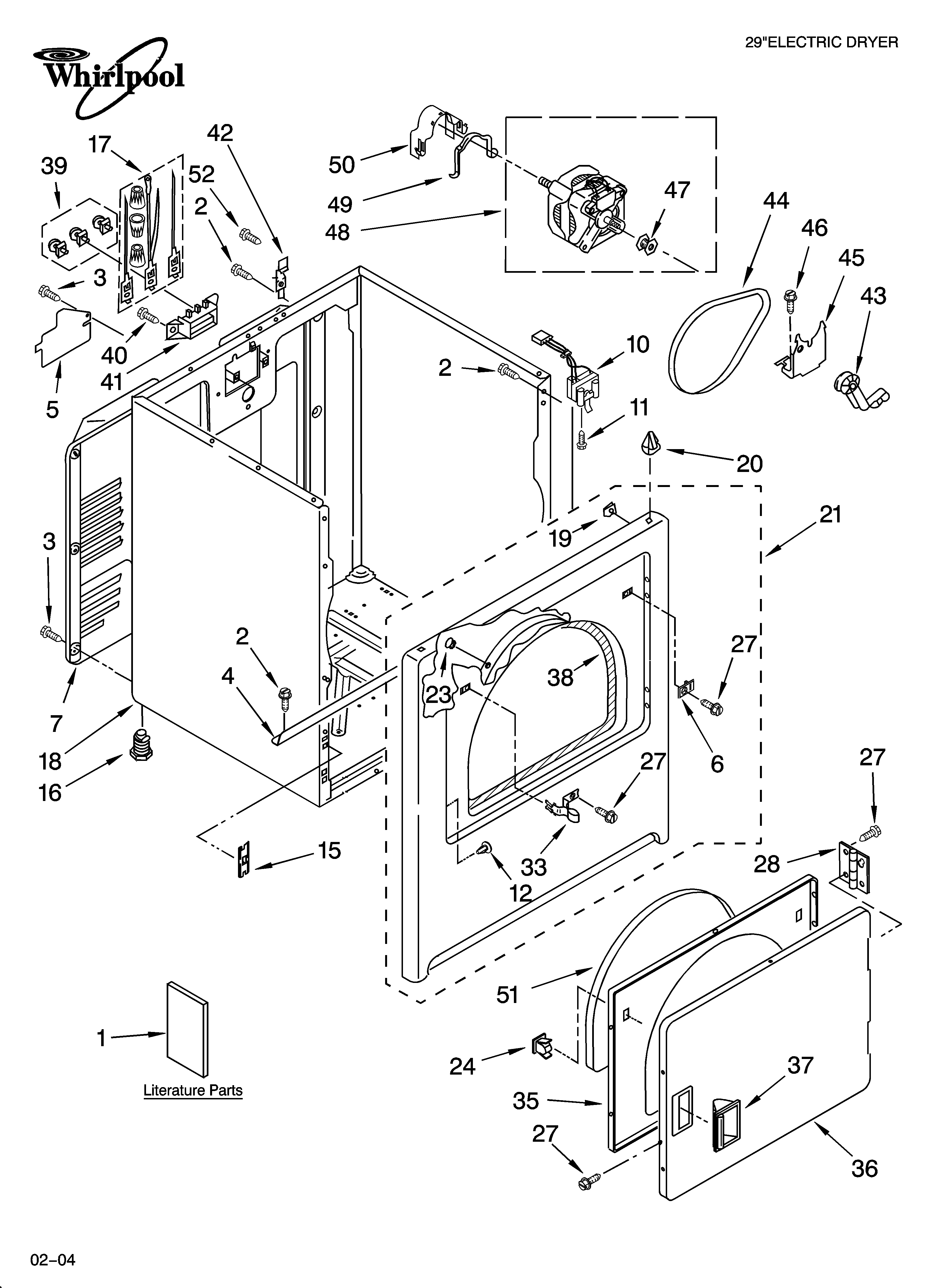 Whirlpool LEQ5000KW2 cabinet parts diagram