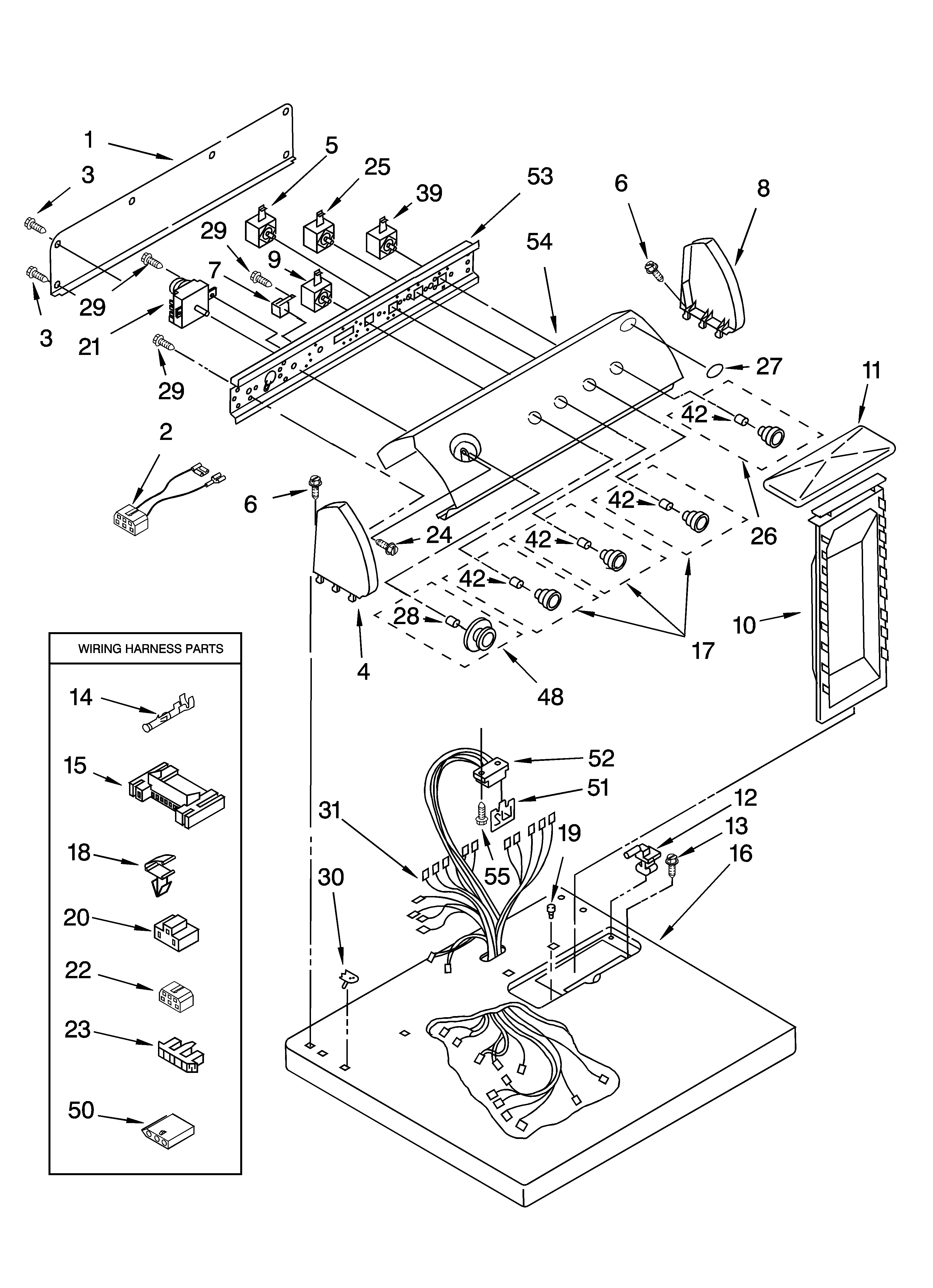 Whirlpool LEQ9857LG1 top and console parts diagram