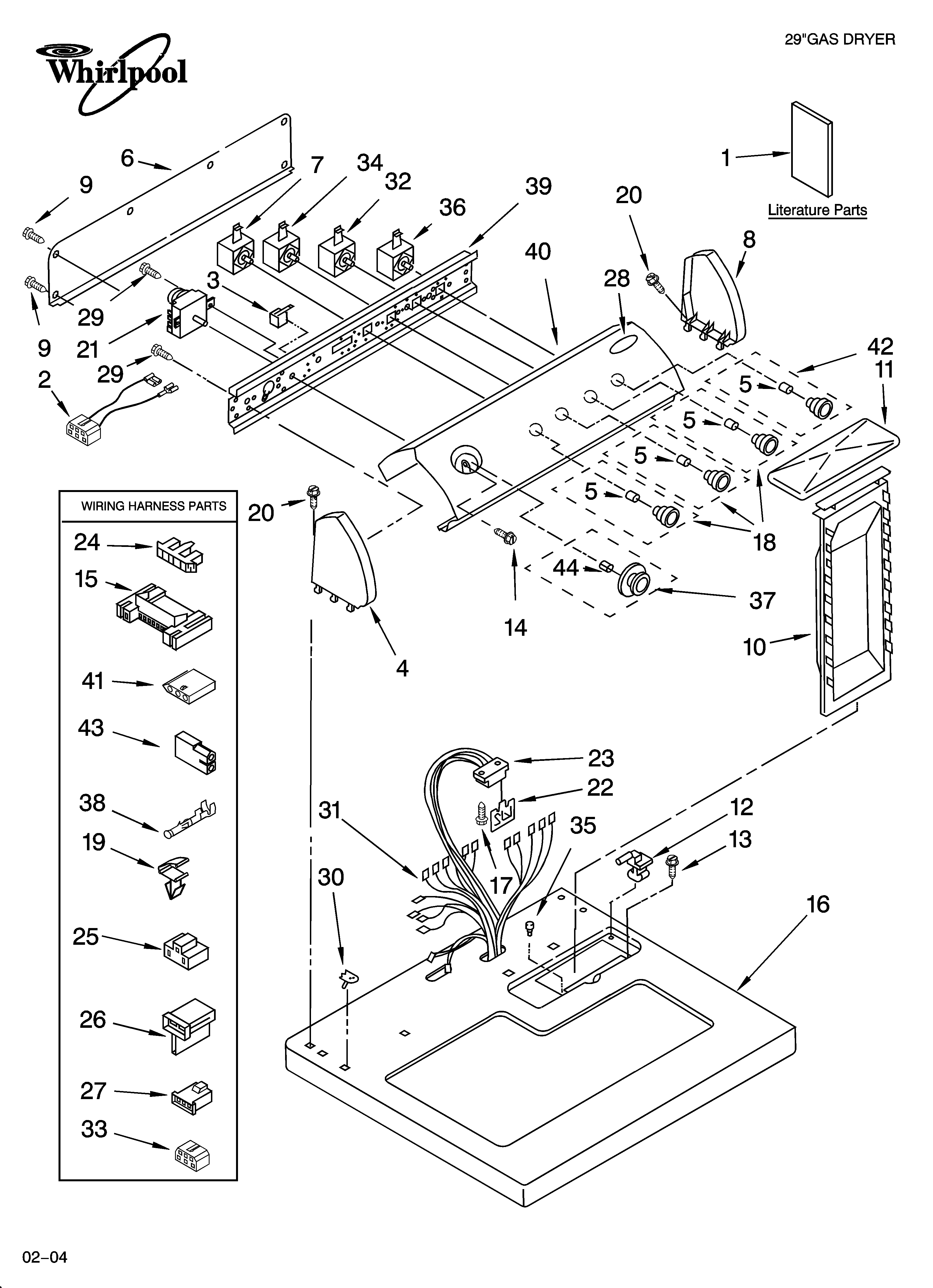 Whirlpool LGQ9857LW1 top and console parts optional parts (not included) diagram