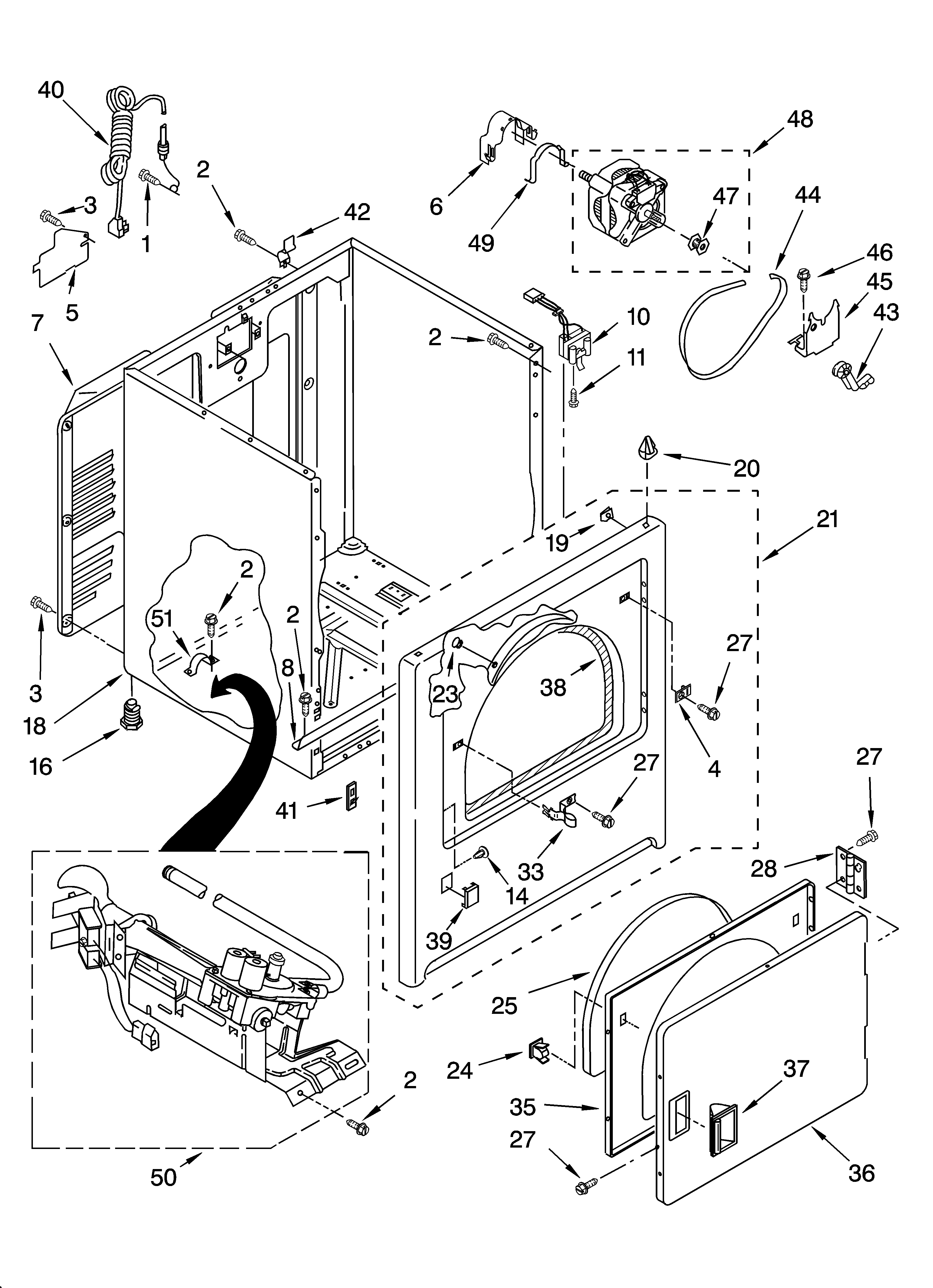 Whirlpool LGQ9857LW1 cabinet parts diagram