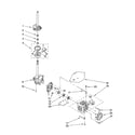 Whirlpool LSR8433KT2 brake, clutch, gearcase, motor and pump parts diagram