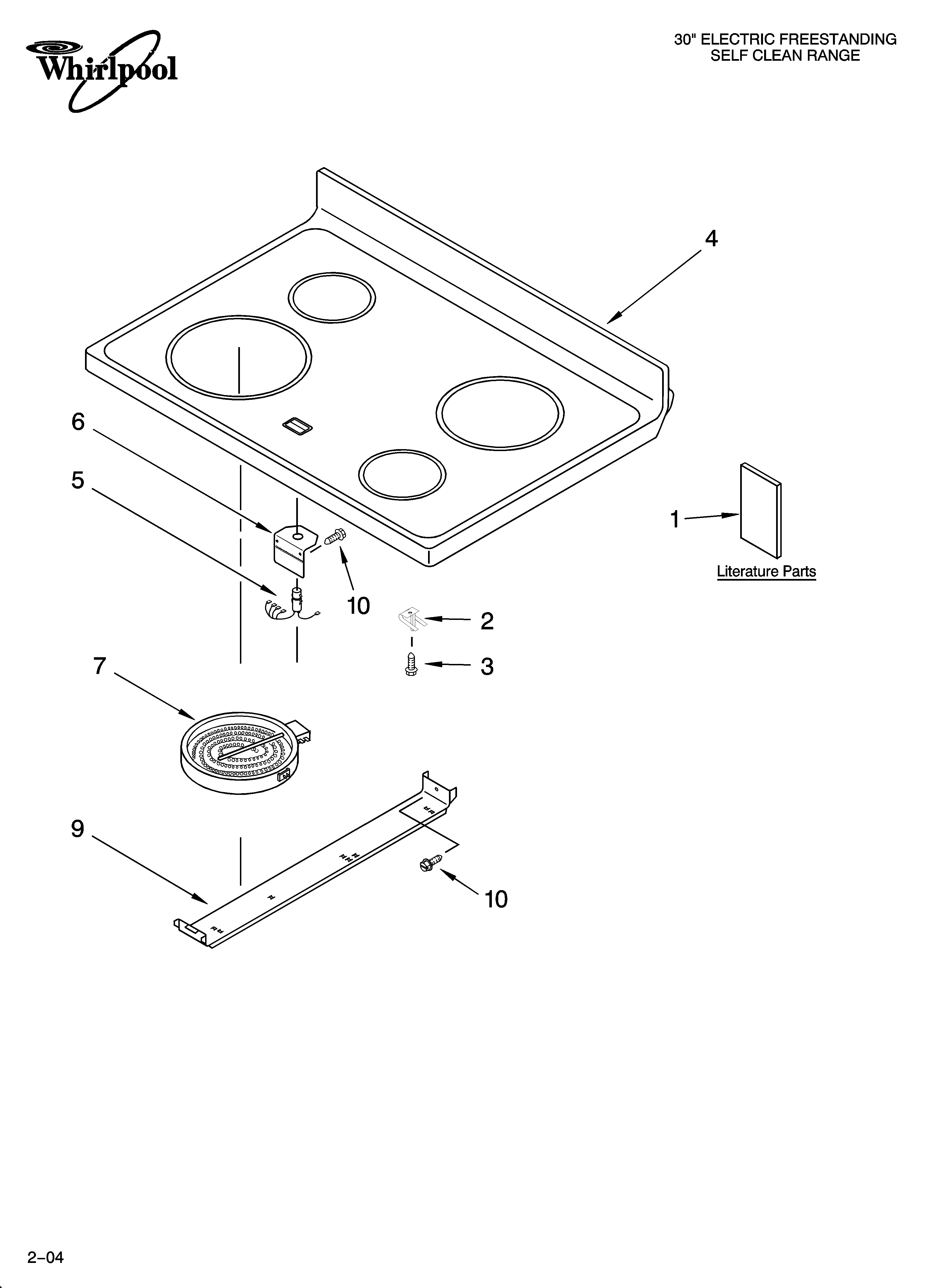 Whirlpool RF361PXKT2 cooktop parts diagram