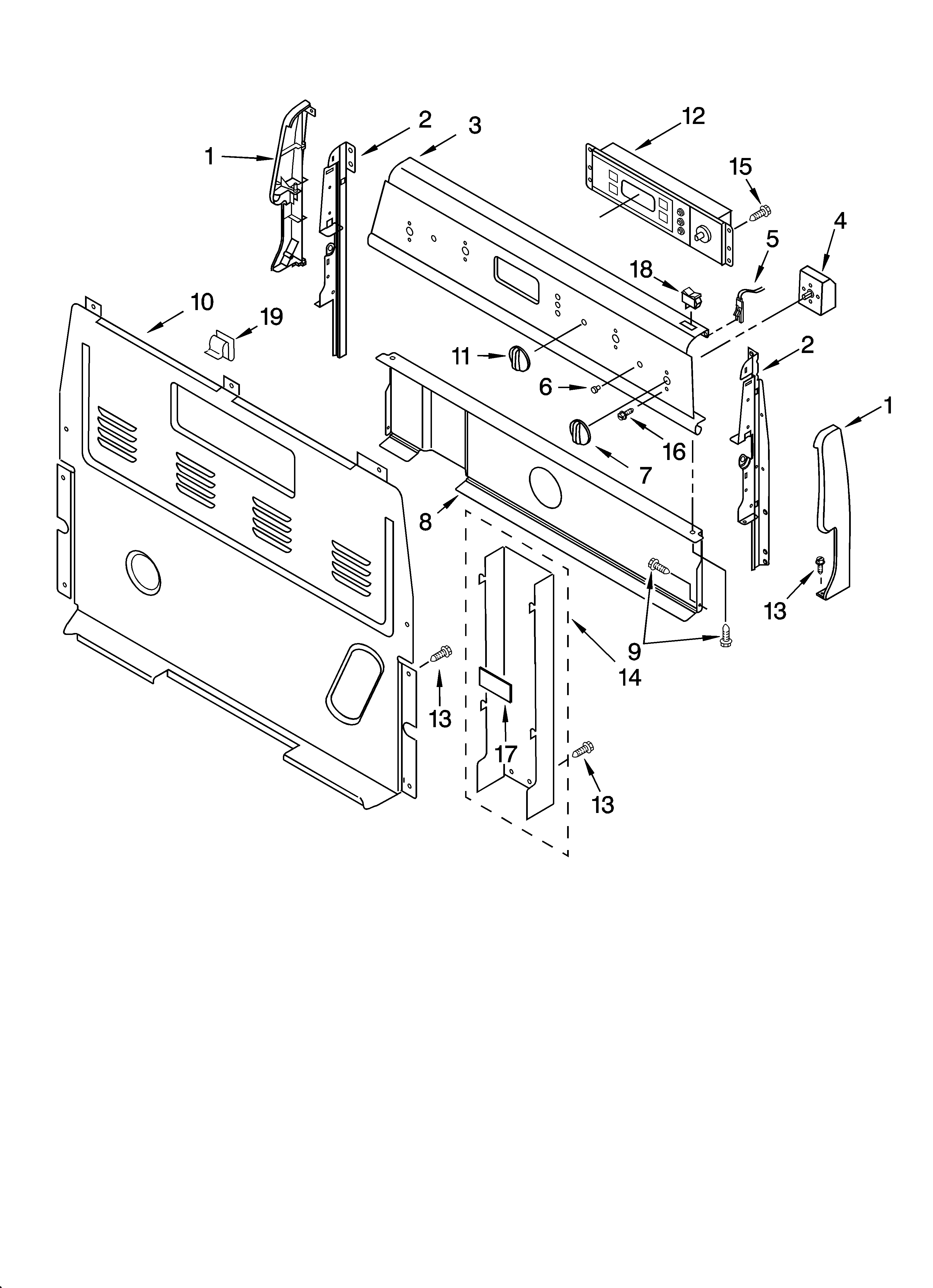 Whirlpool RF361PXKT2 control panel parts diagram