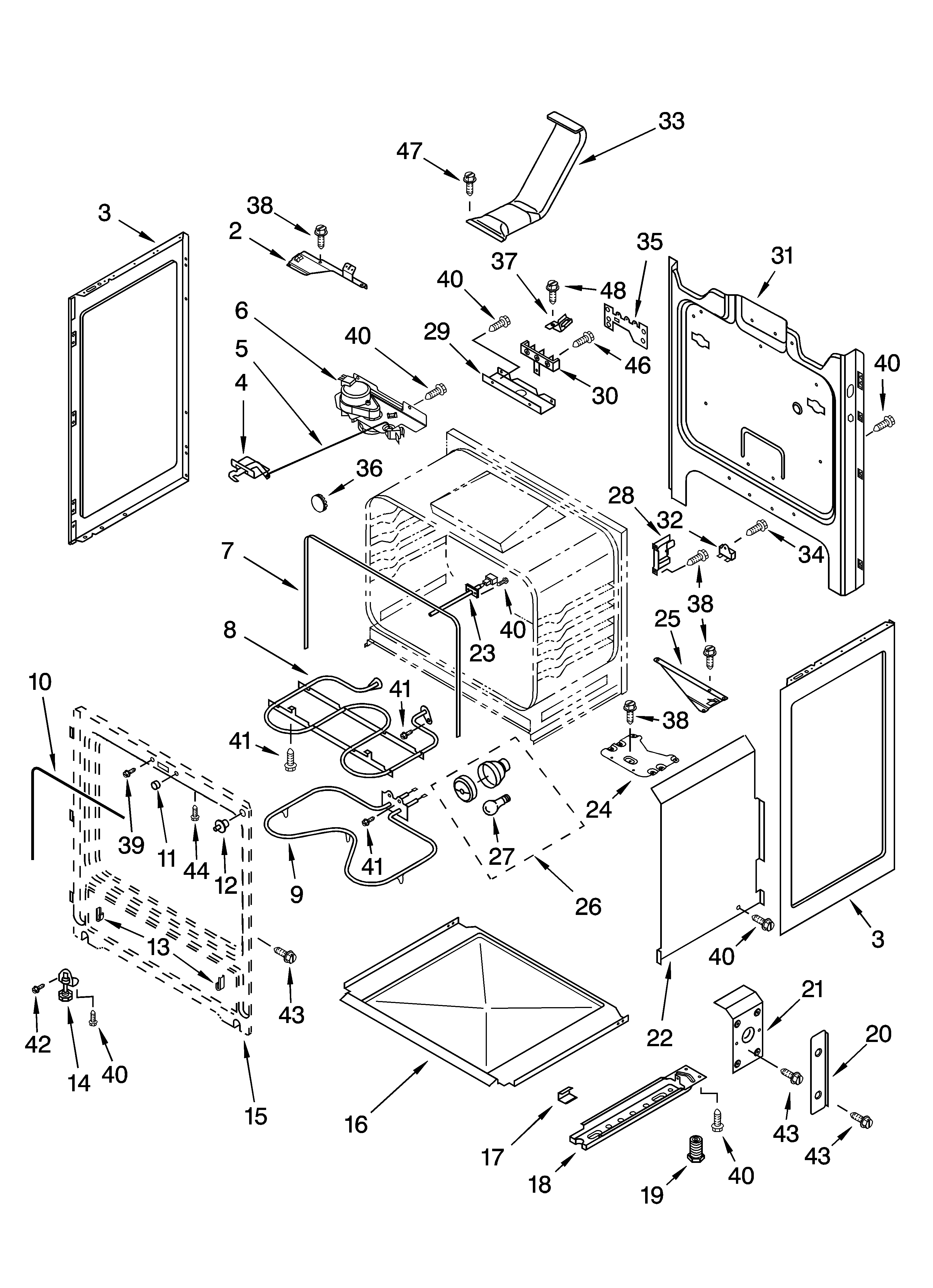 Whirlpool RF361PXKT2 chassis parts diagram