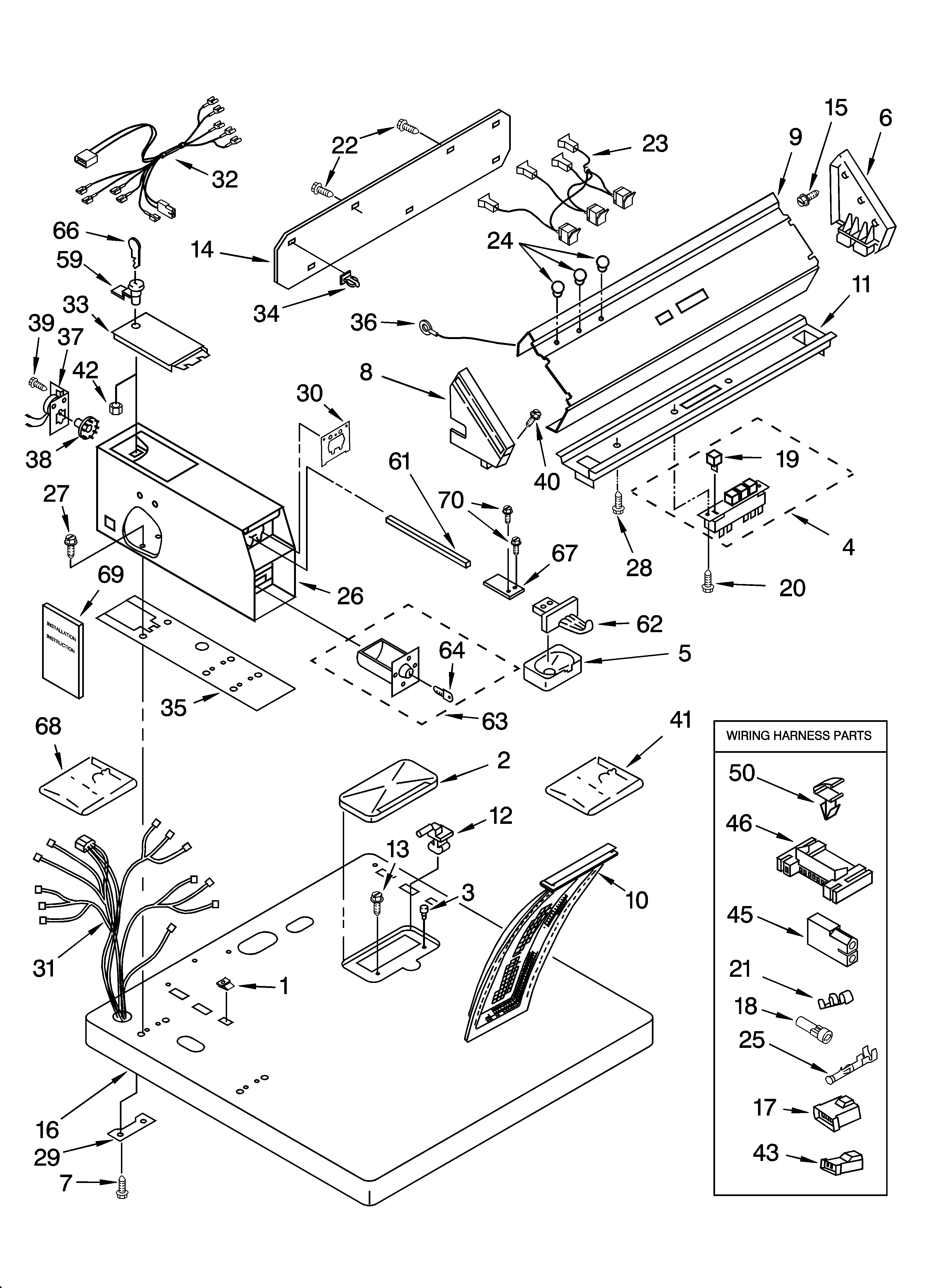 Roper RGK2951KQ2 top and console parts diagram
