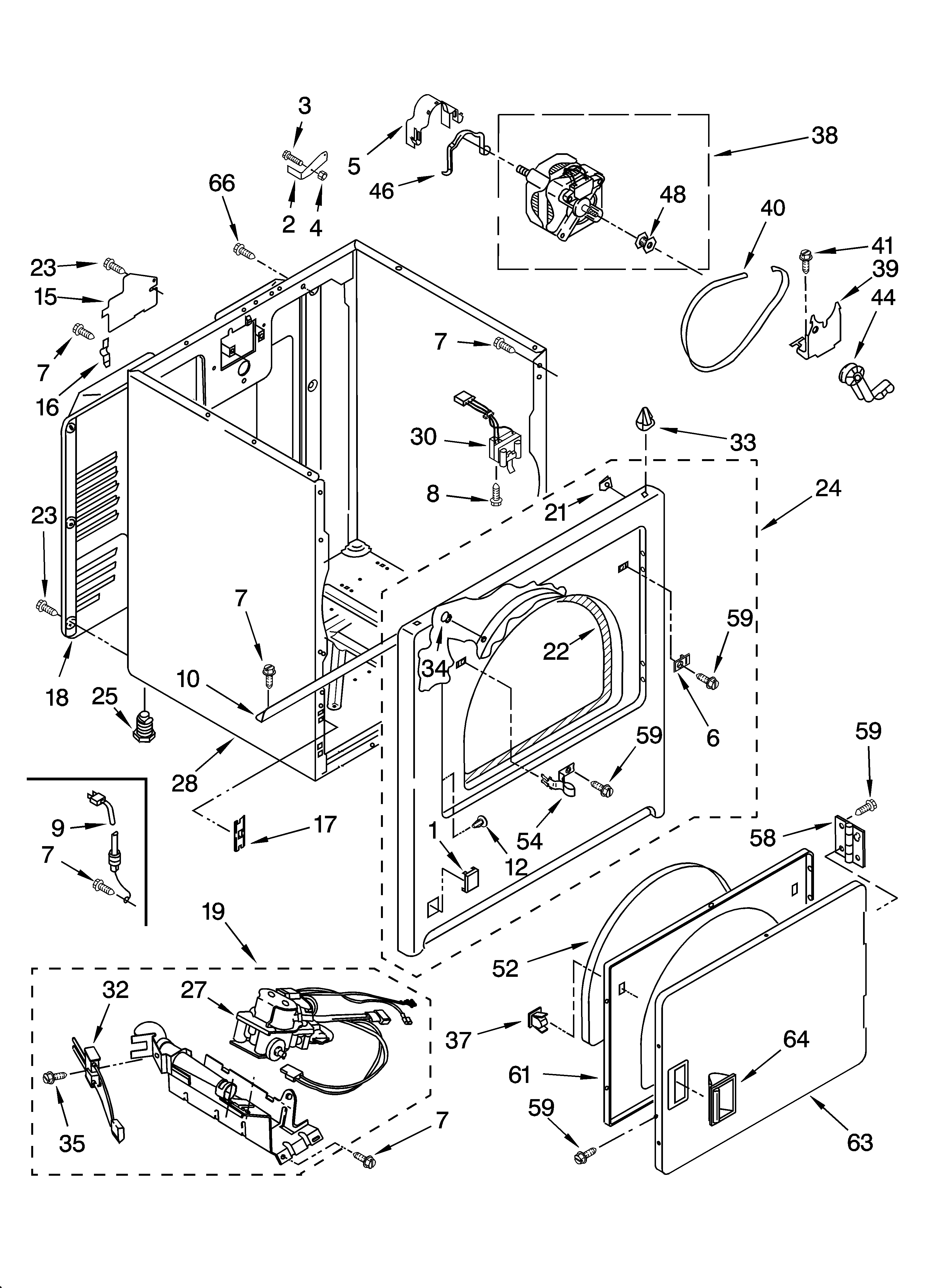 Roper RGK2951KQ2 cabinet parts diagram