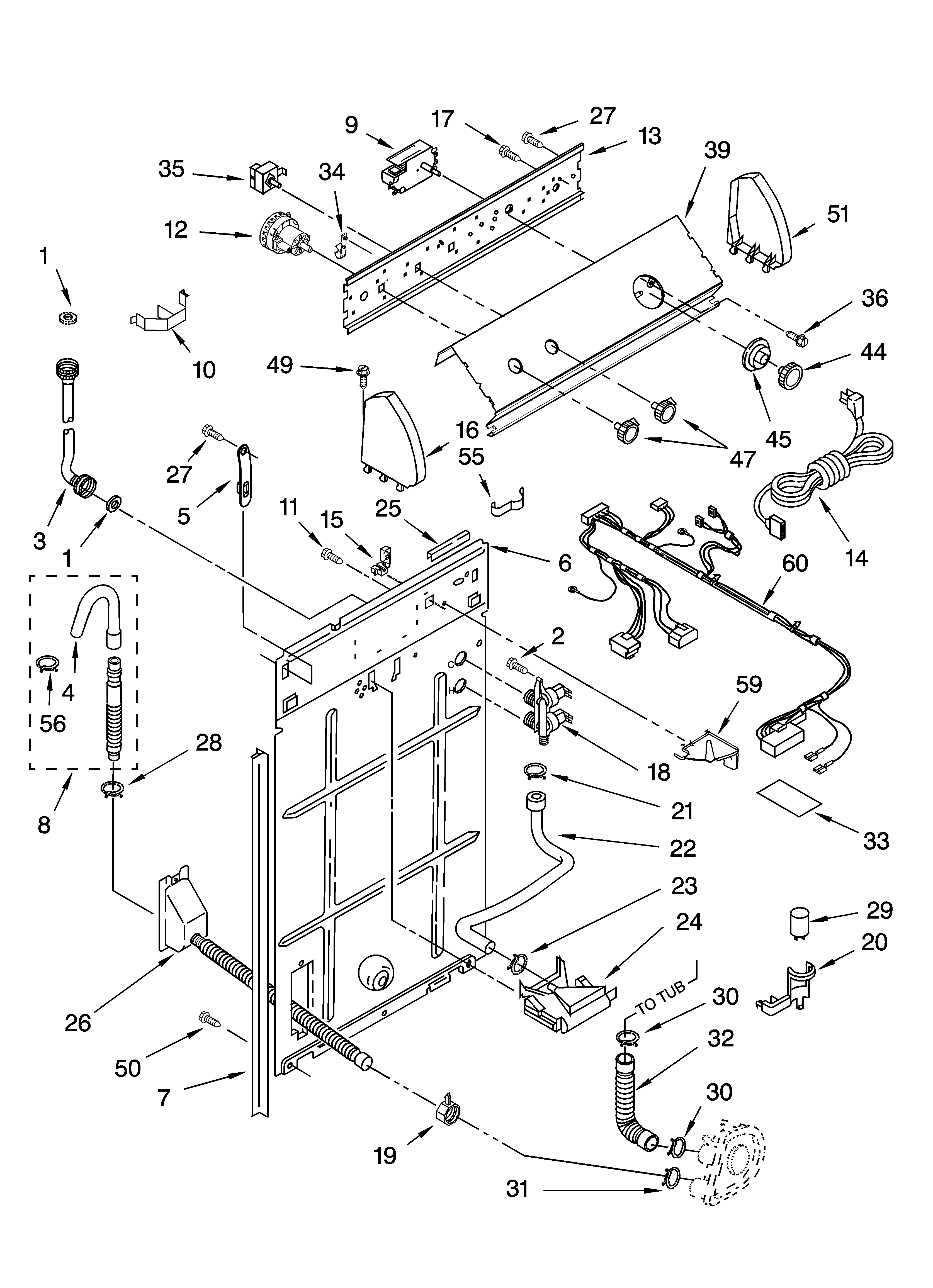 Estate TAWS800JQ3 controls and rear panel parts diagram