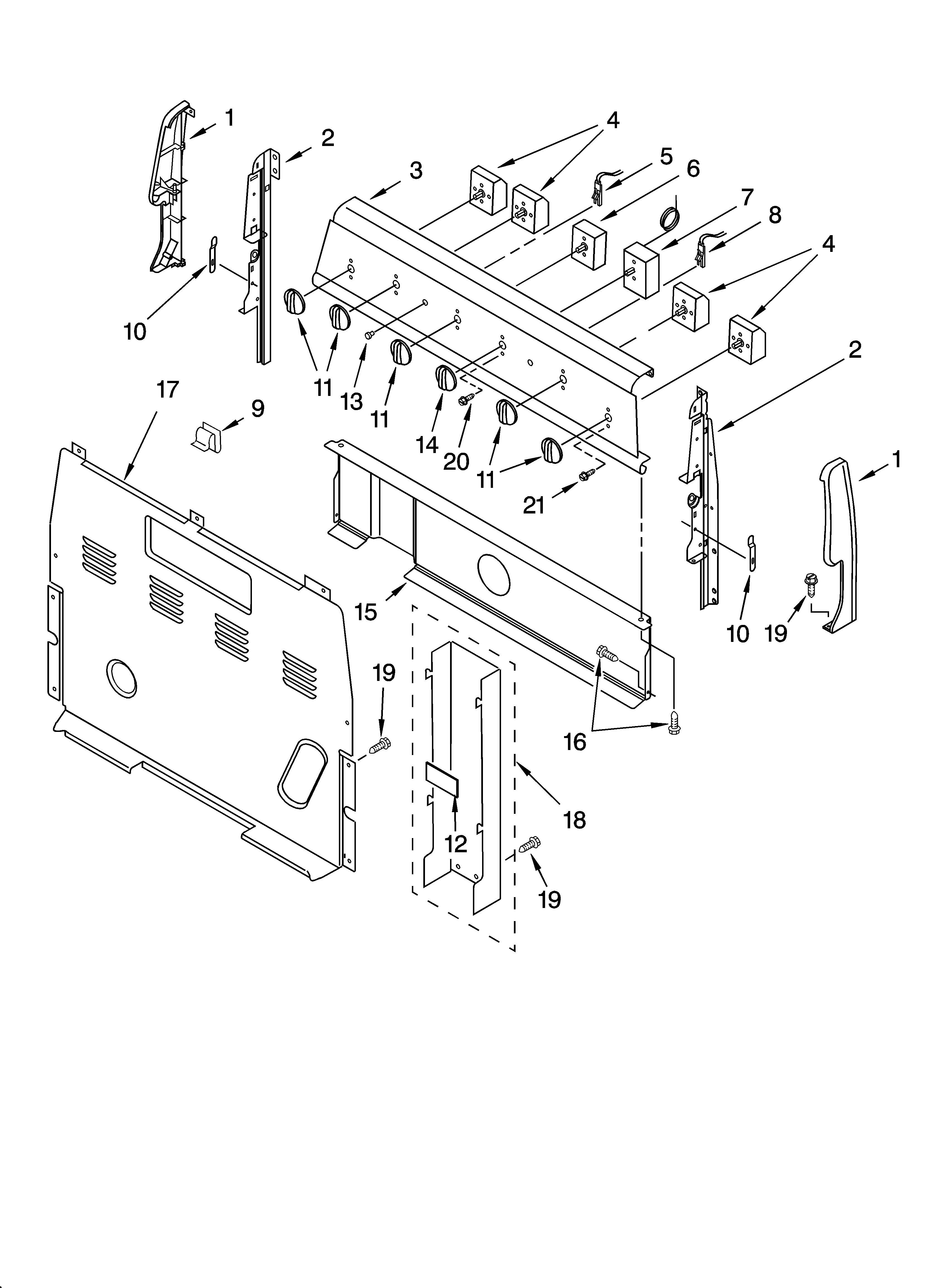 Whirlpool 4RF302BXKQ1 control panel parts diagram