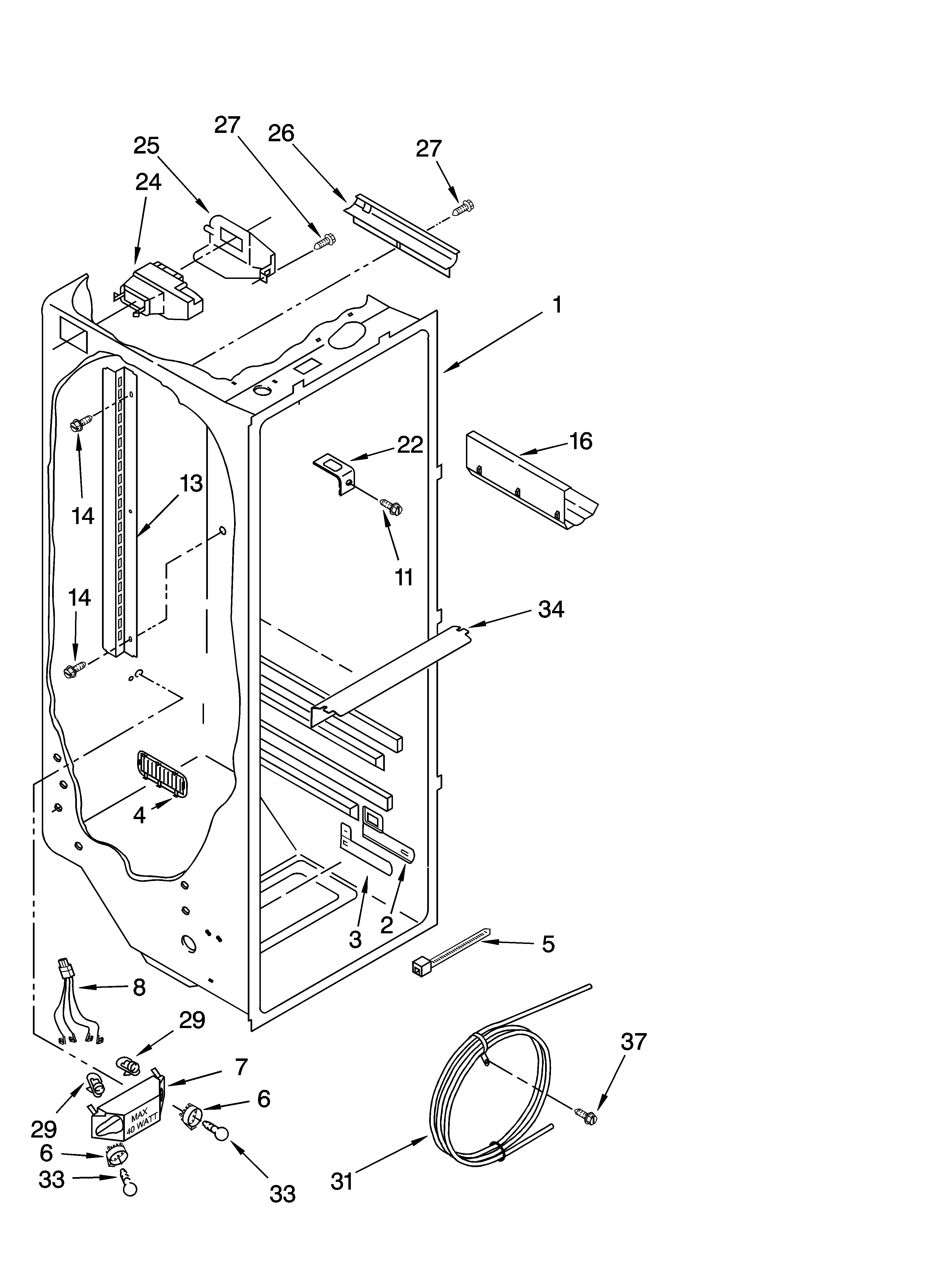 Whirlpool 6GD5SHQXKB02 refrigerator liner parts diagram