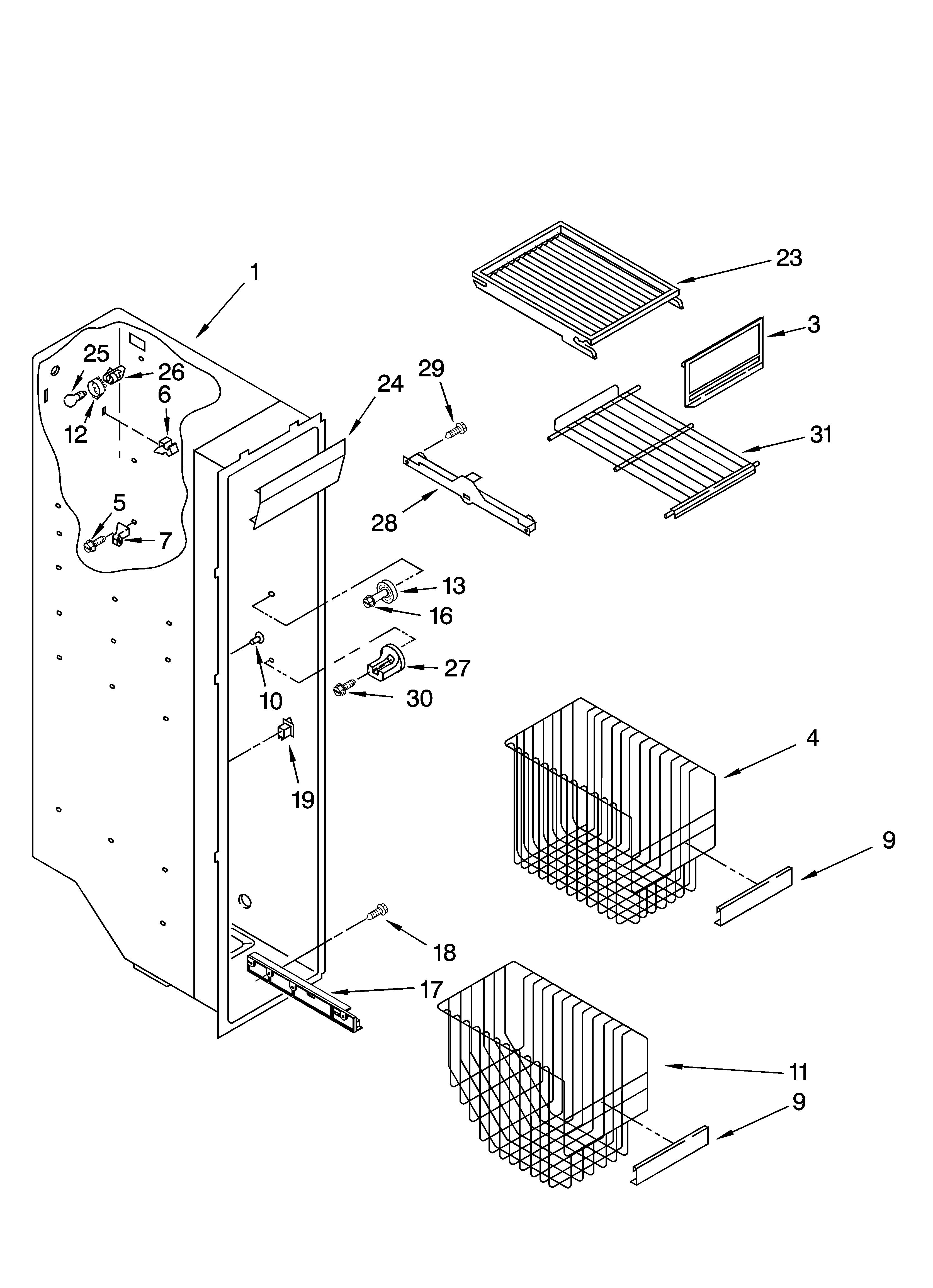 Whirlpool 6GD5SHQXKB02 freezer liner parts diagram