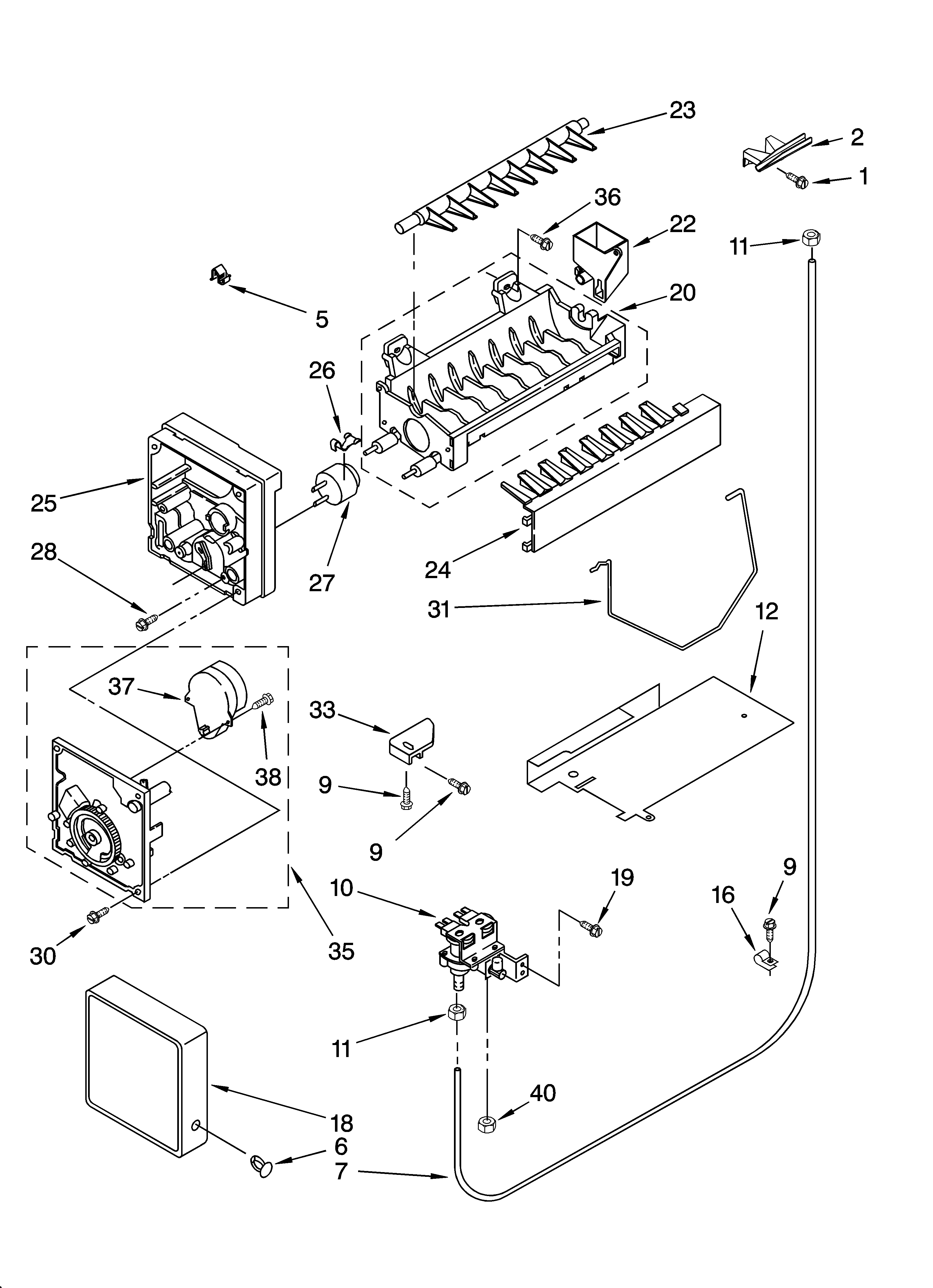 Whirlpool 6GD5SHQXKB02 icemaker parts, parts not illustrated diagram