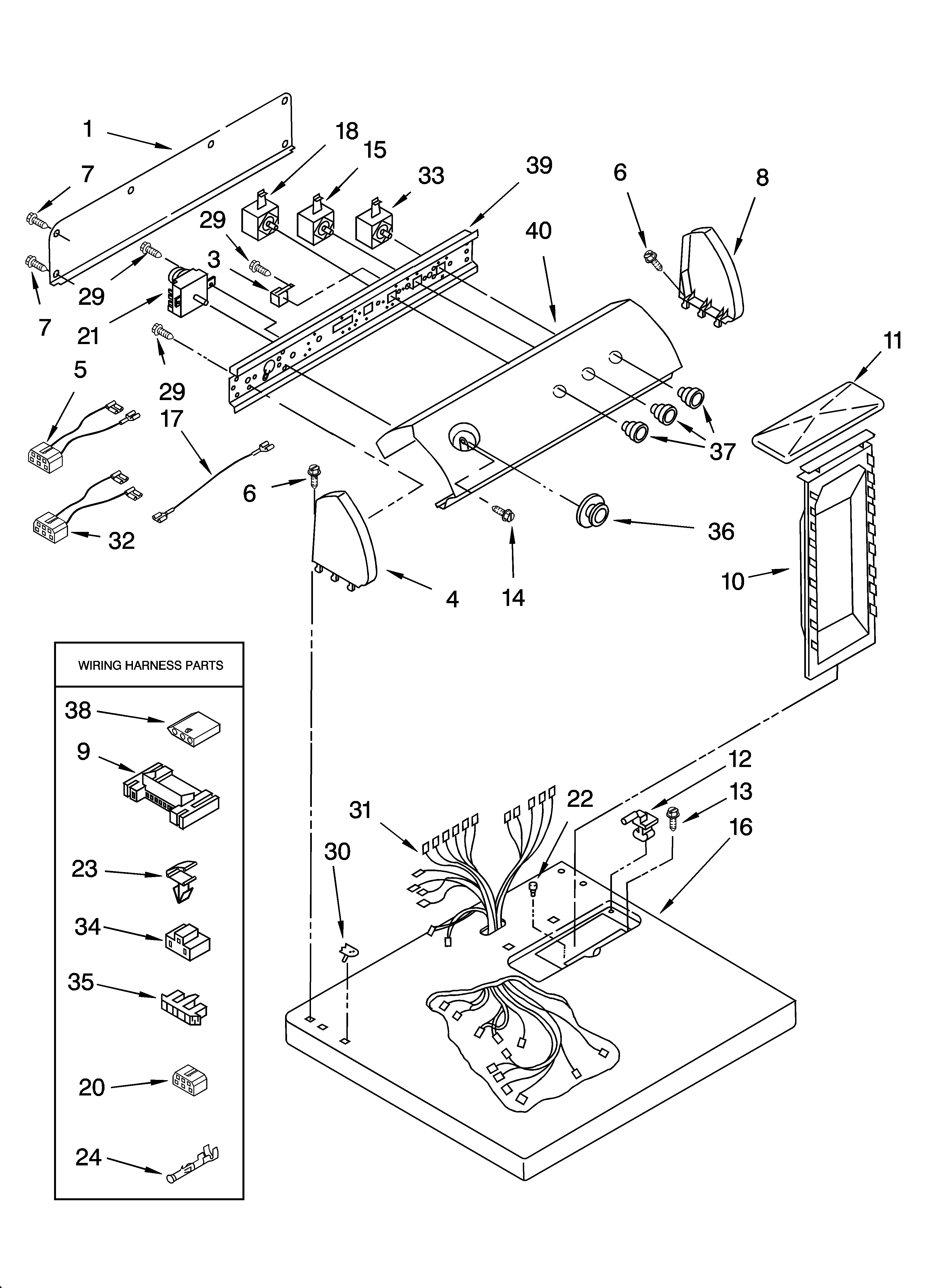 Crosley CEDS774MQ1 top and console parts diagram