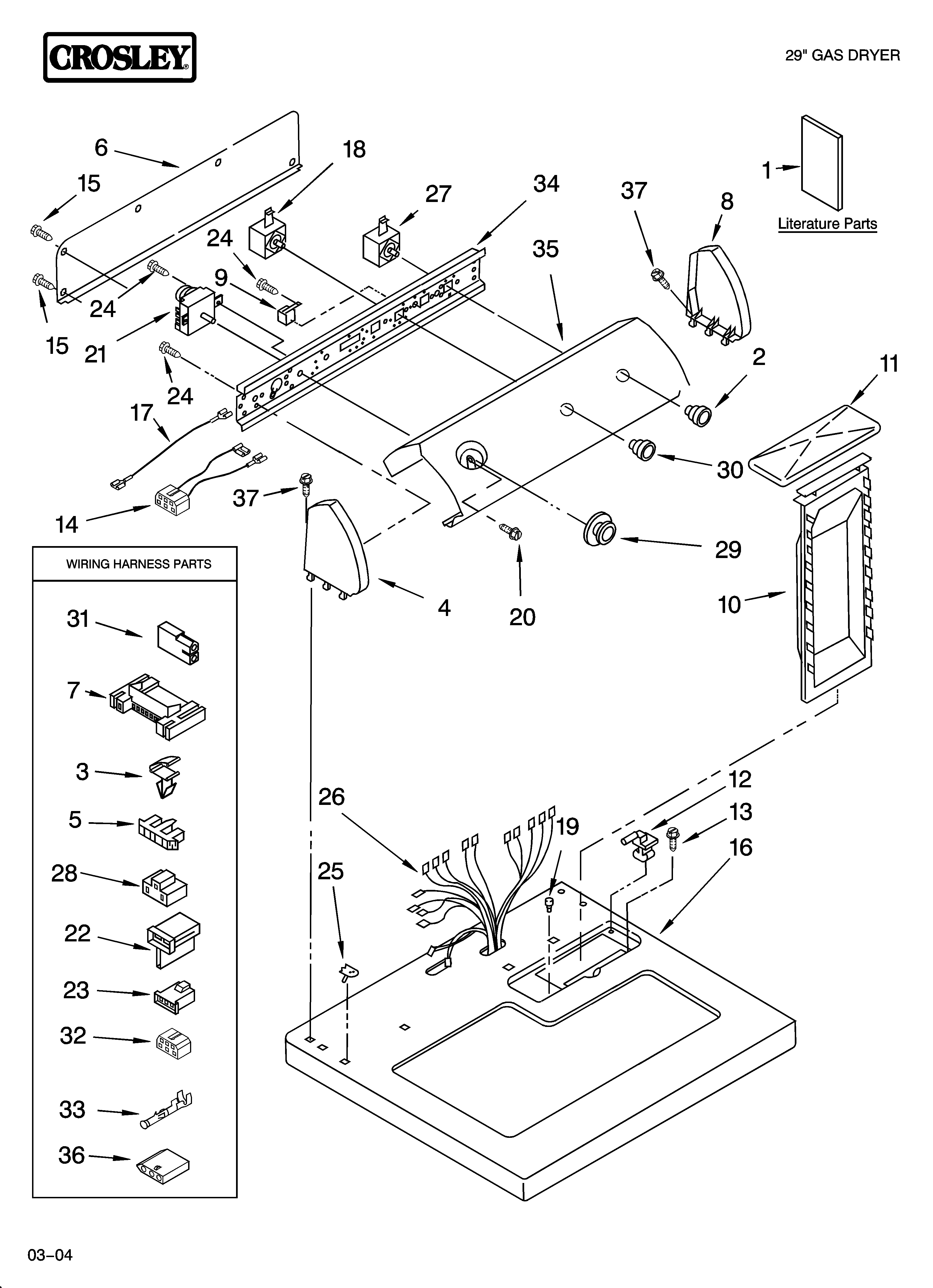 Crosley CGDS563MQ1 top and console parts diagram