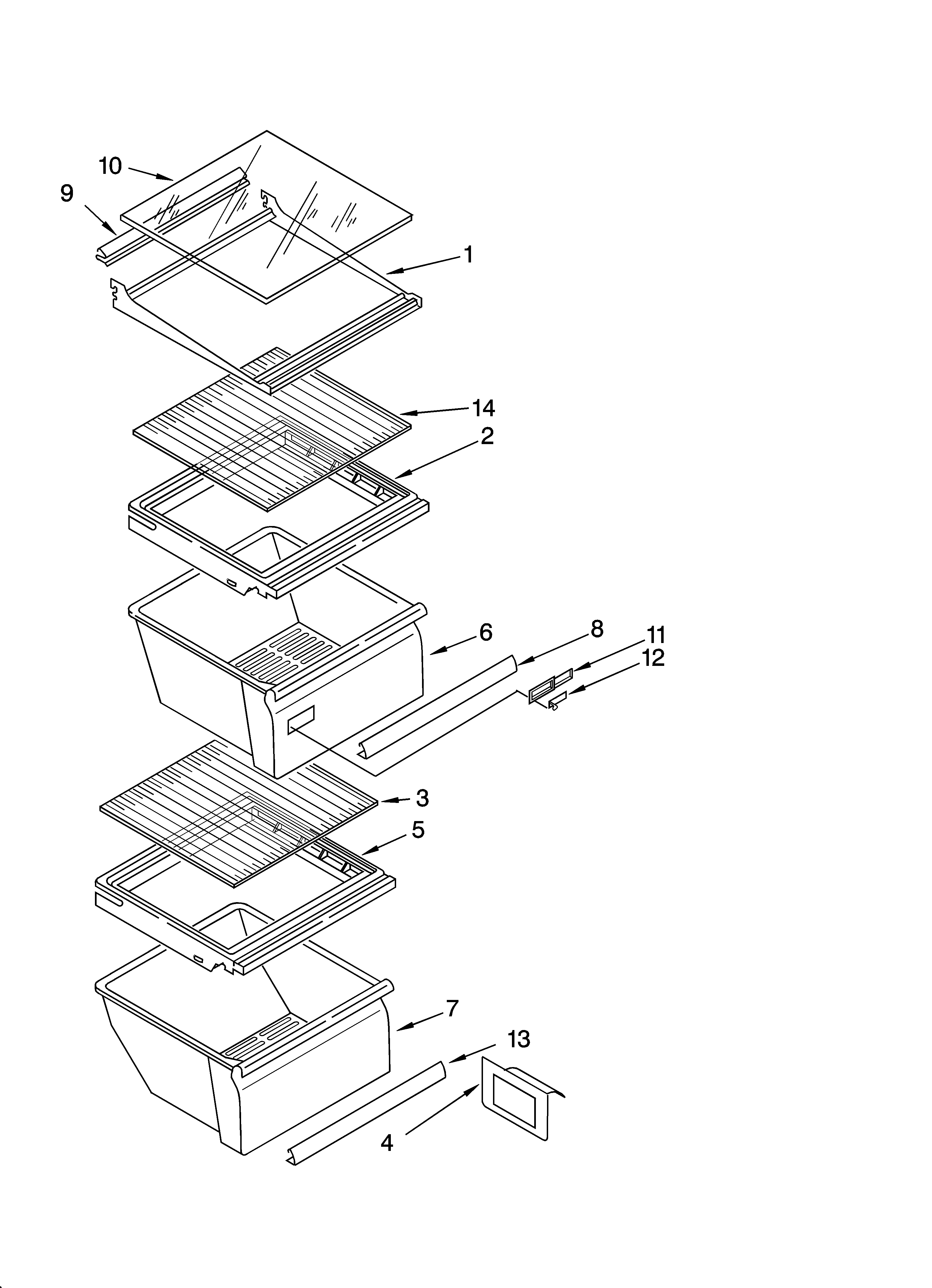 Whirlpool ED5GHGXMT00 refrigerator shelf parts diagram