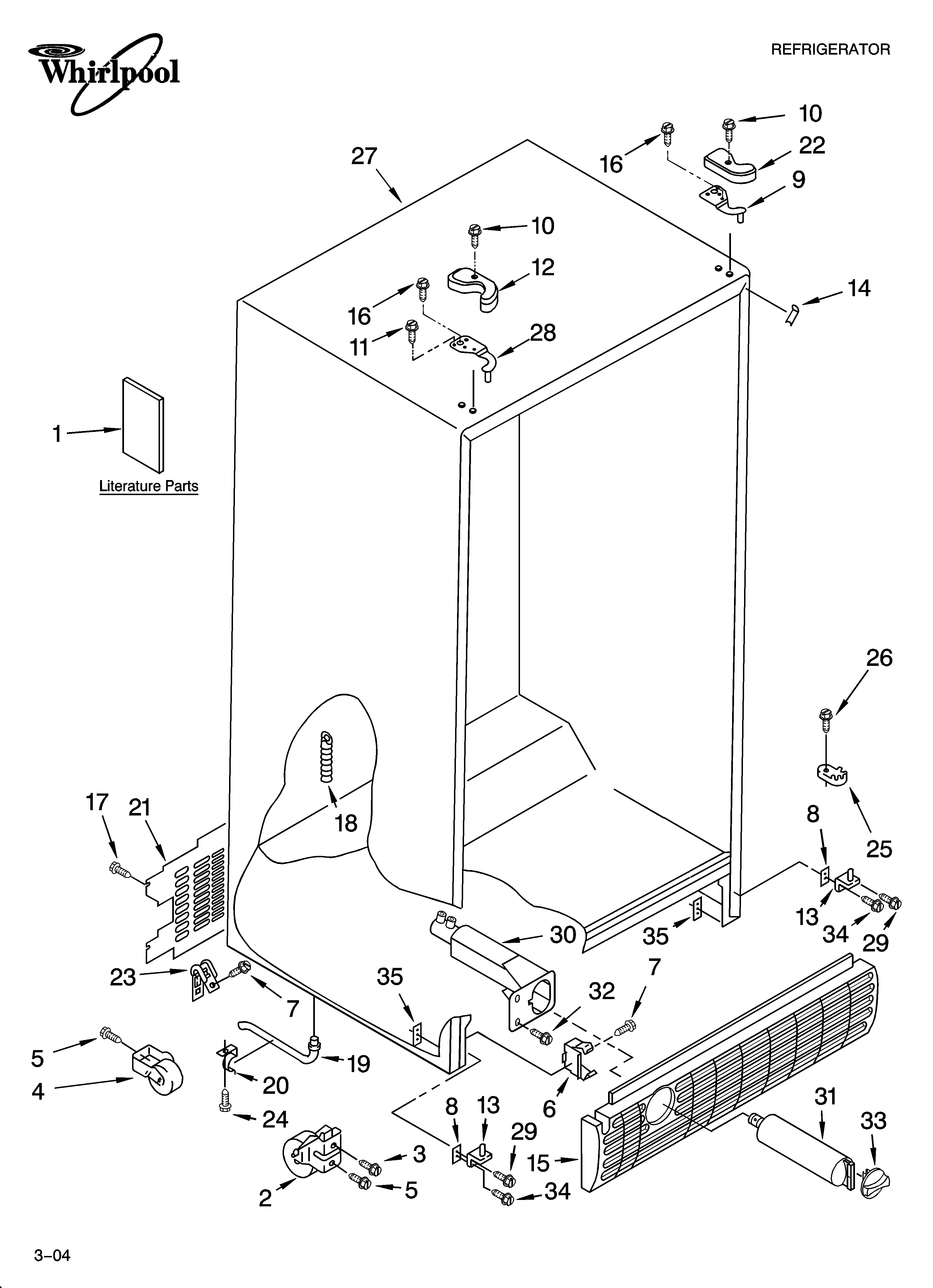 Whirlpool ED5GTGXNQ00 cabinet parts diagram