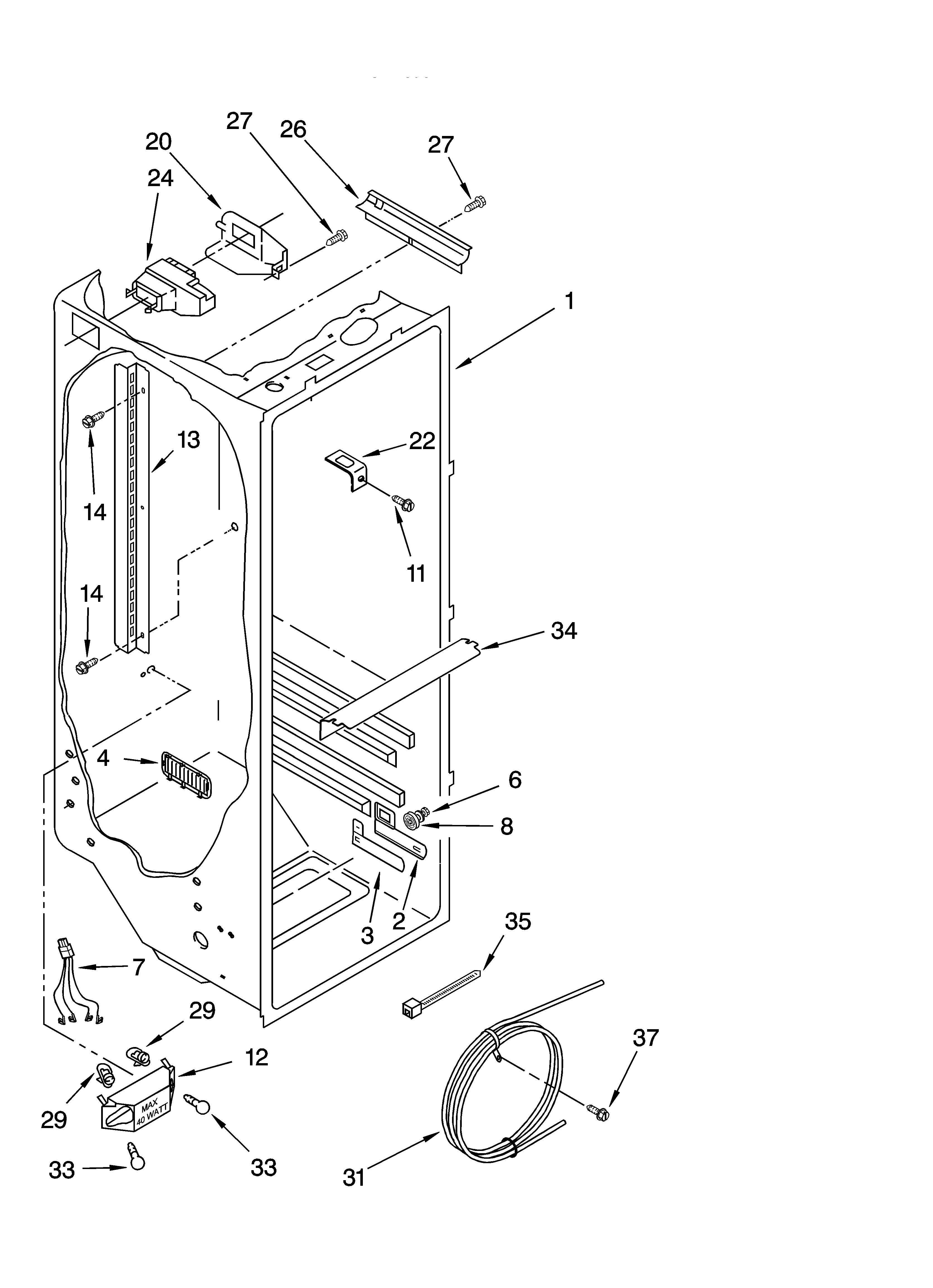 Whirlpool ED5GTGXNQ00 refrigerator liner parts diagram