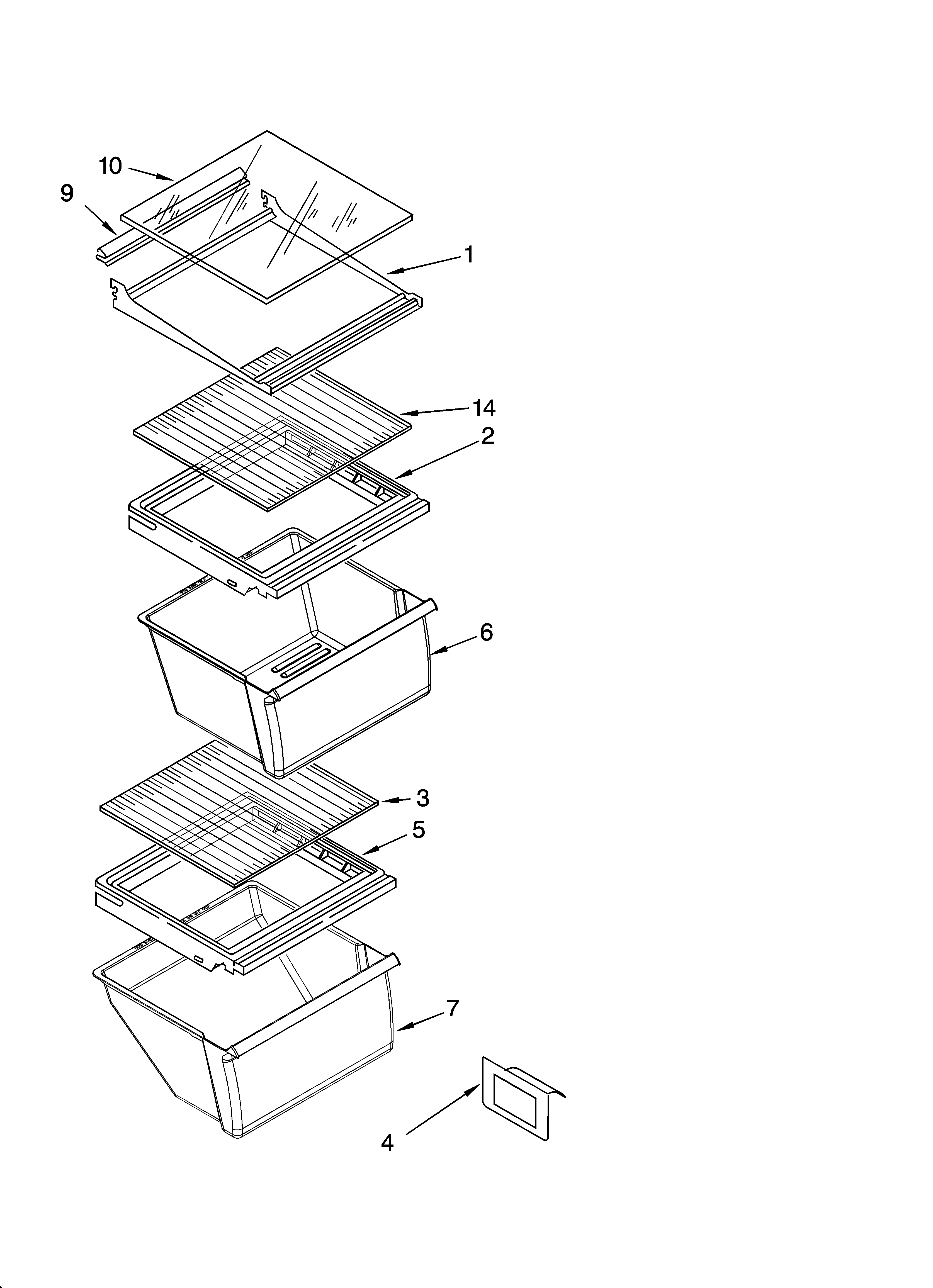 Whirlpool ED5GTGXNQ00 refrigerator shelf parts diagram
