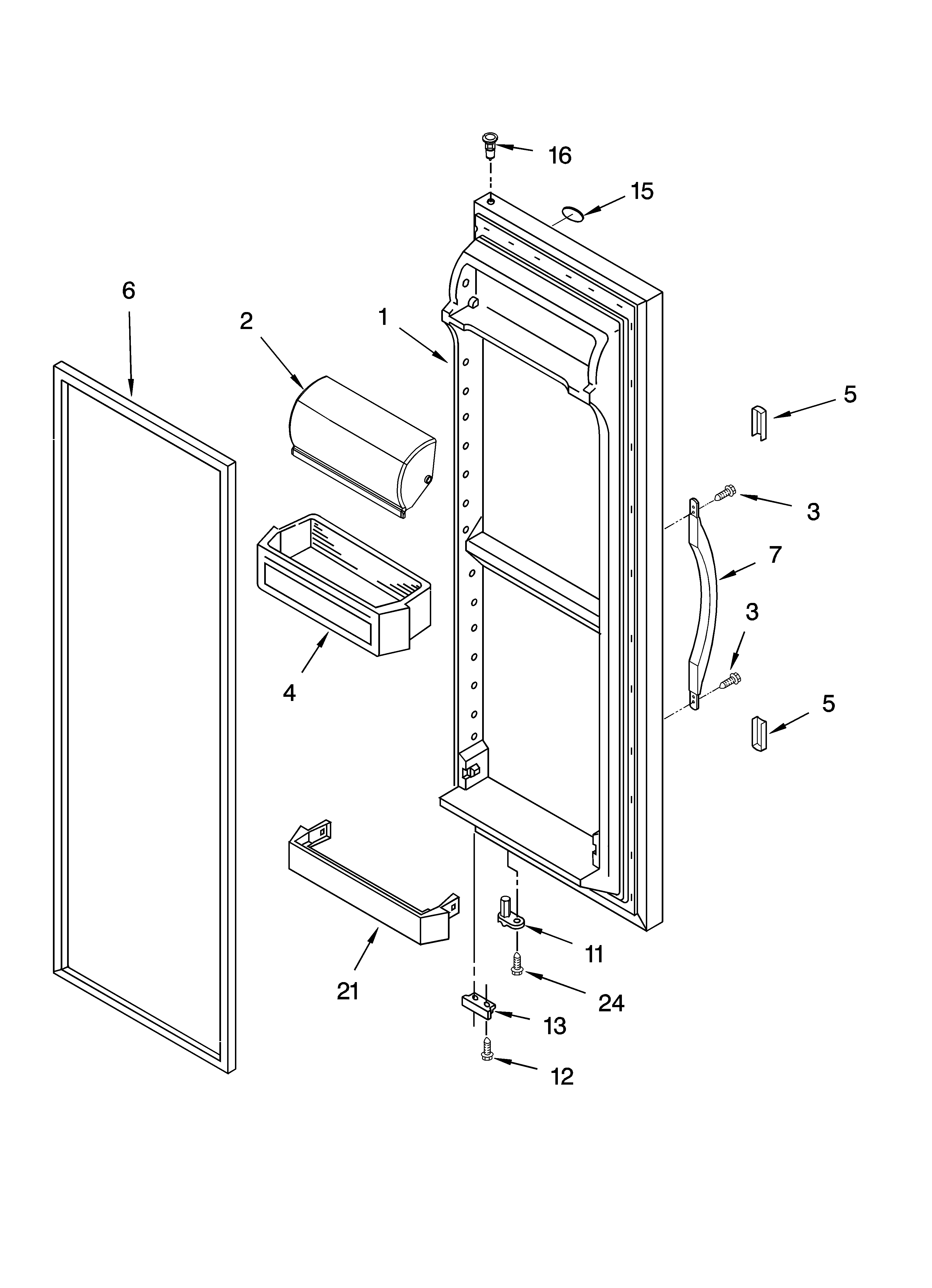 Whirlpool ED5GTGXNQ00 refrigerator door parts diagram