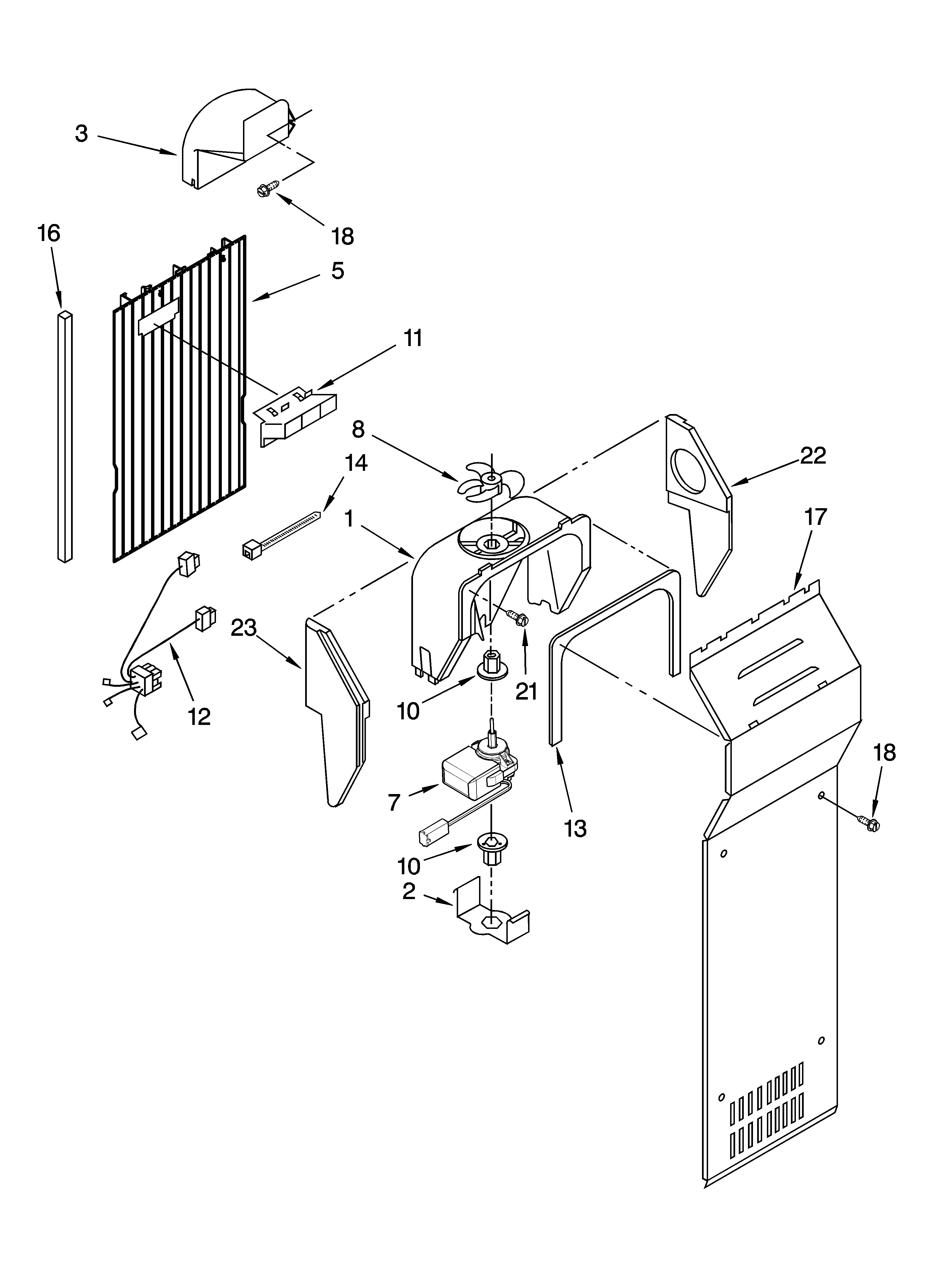 Whirlpool ED5GTGXNQ00 air flow parts diagram