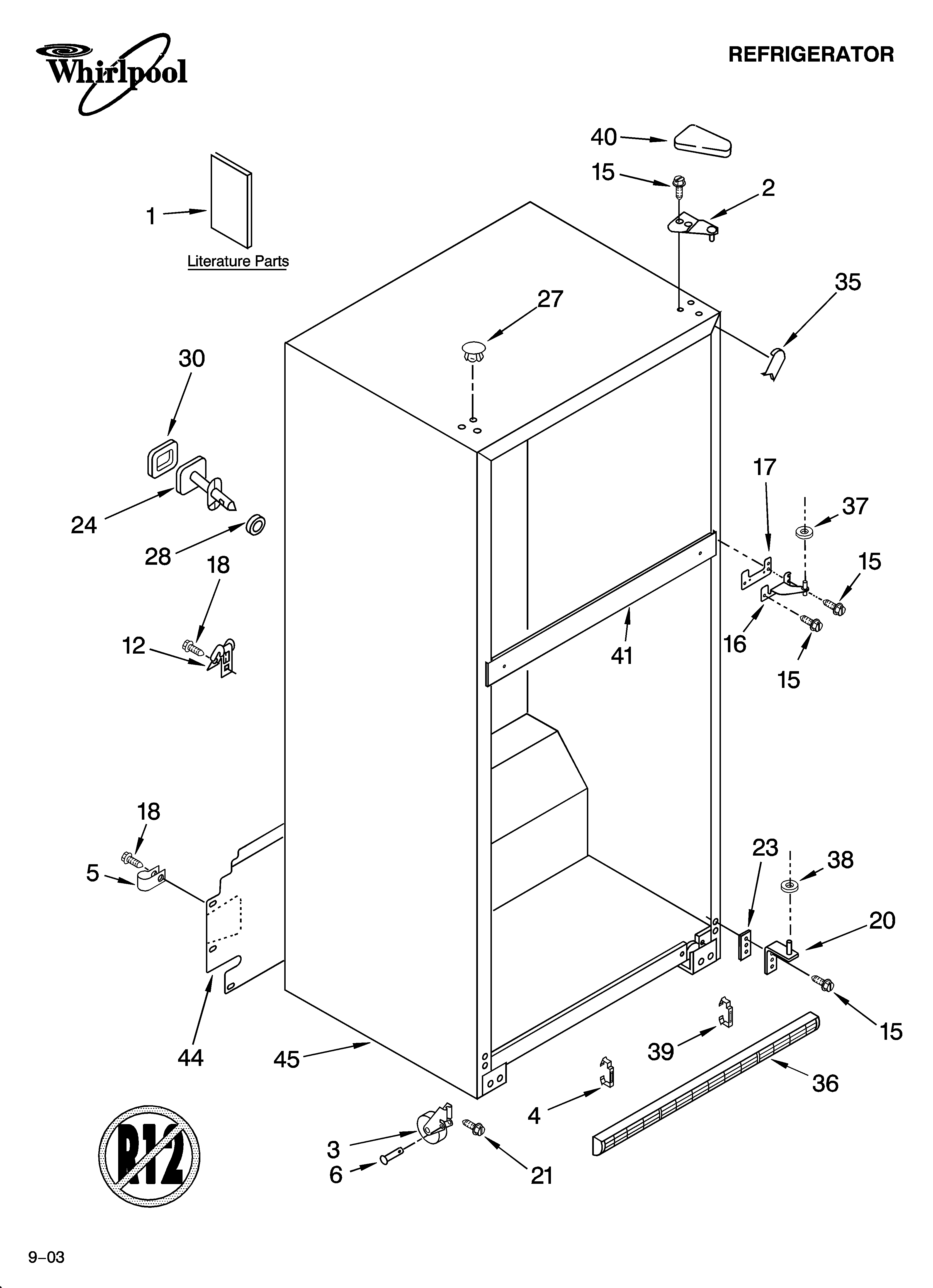 Whirlpool ET8LFKXKQ04 cabinet parts diagram