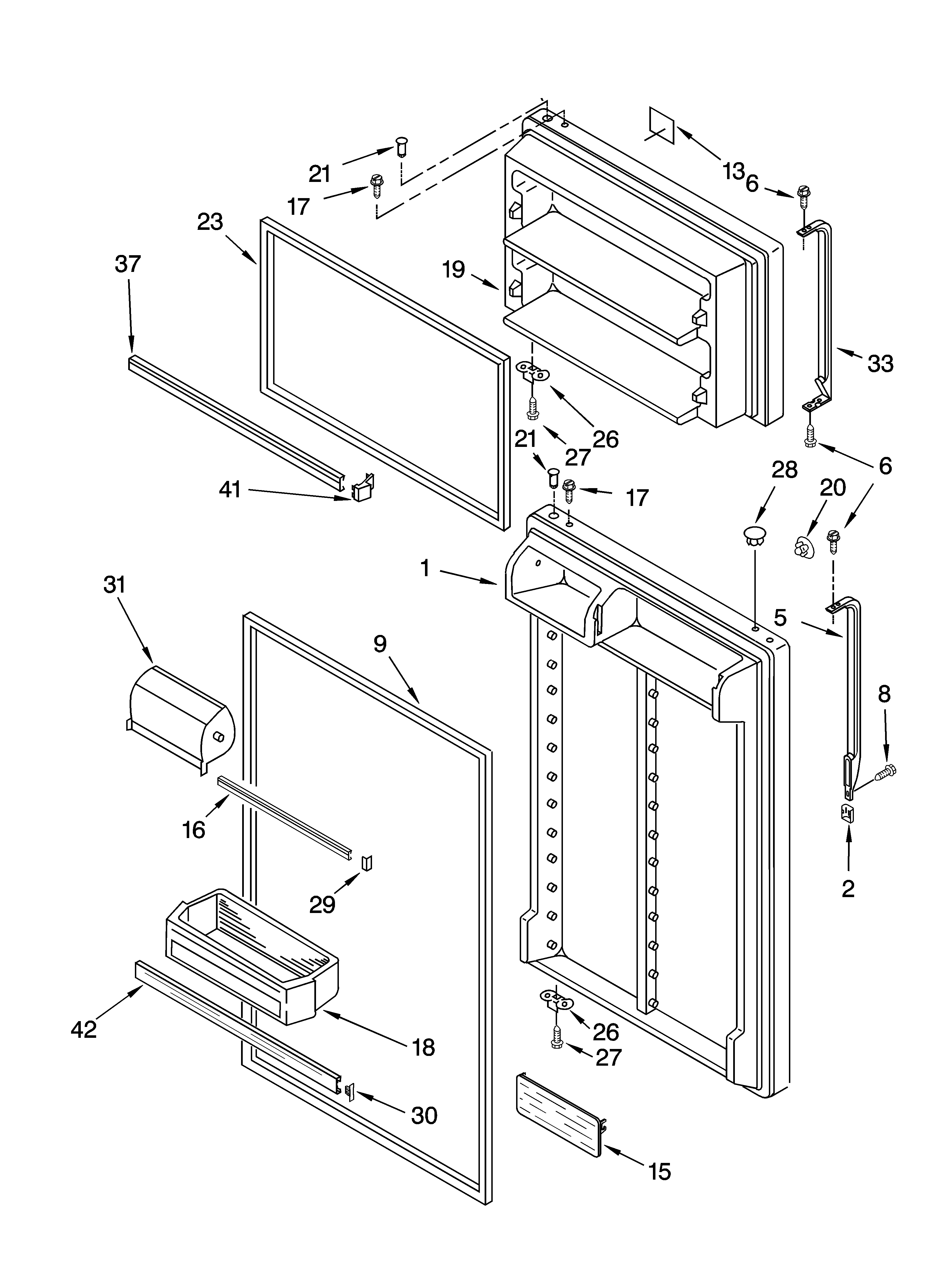 Whirlpool ET8LFKXKQ04 door parts diagram