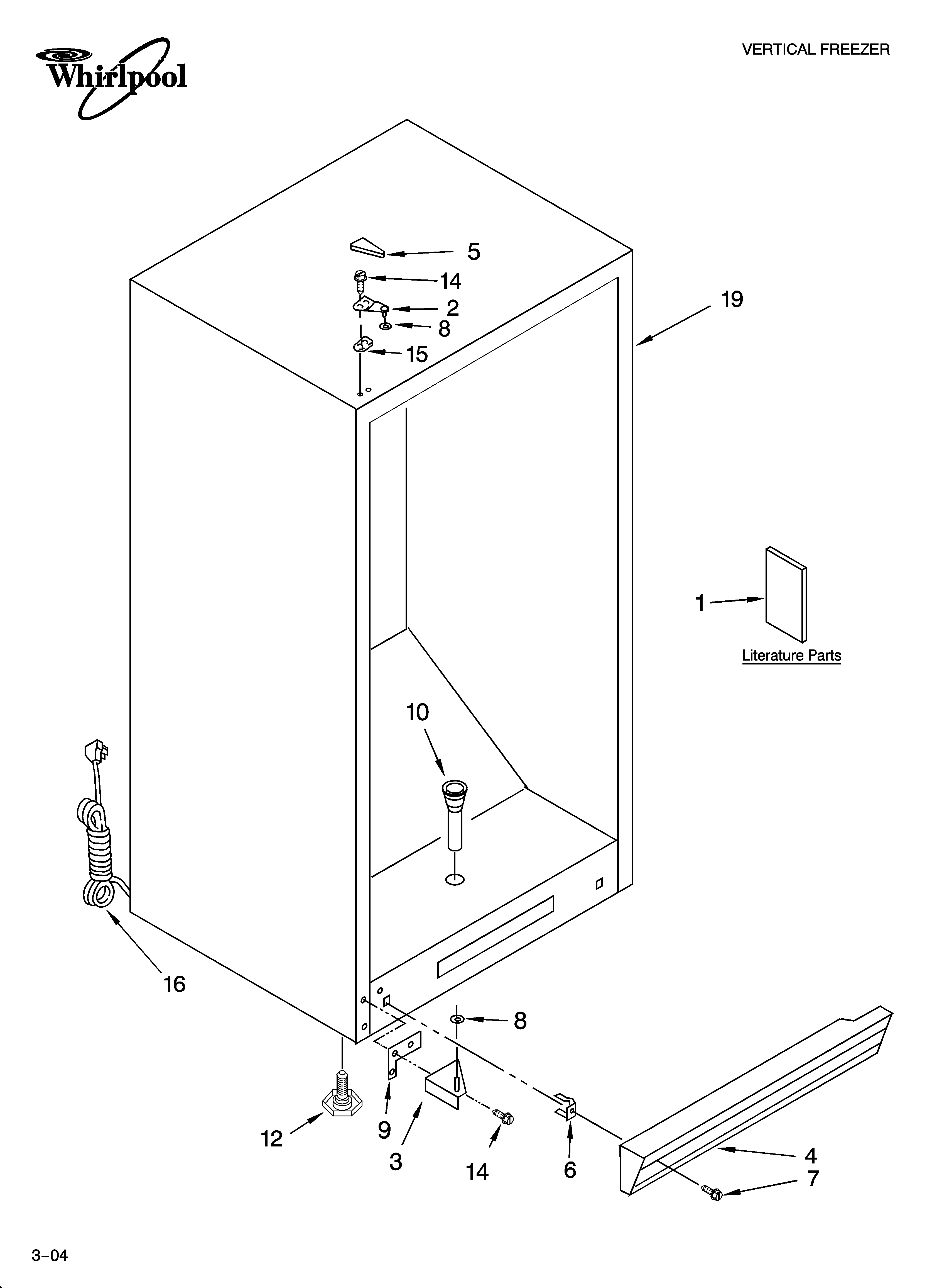 Whirlpool EV201NXMQ01 cabinet parts diagram