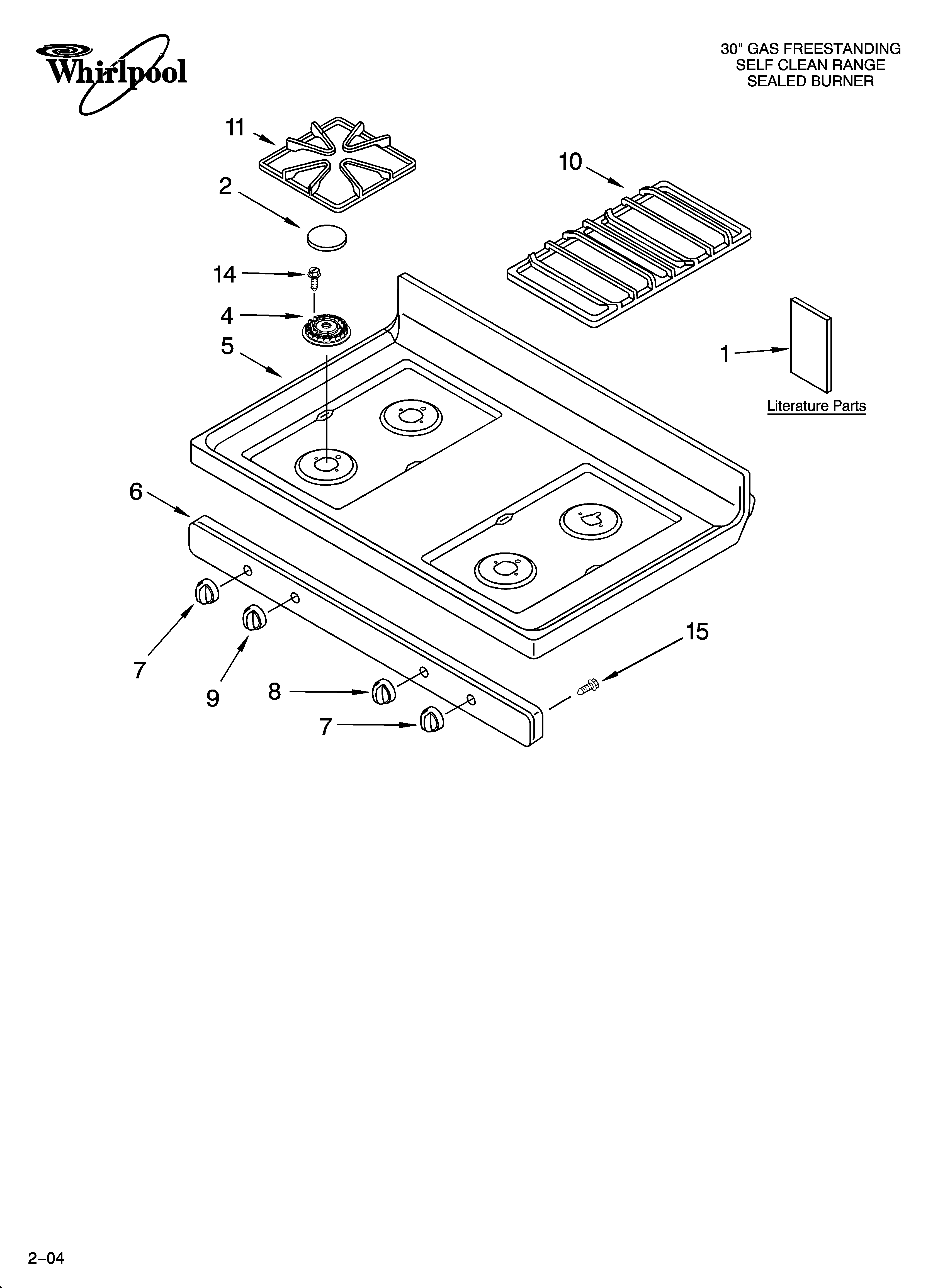 Whirlpool GS445LEMS2 cooktop parts diagram