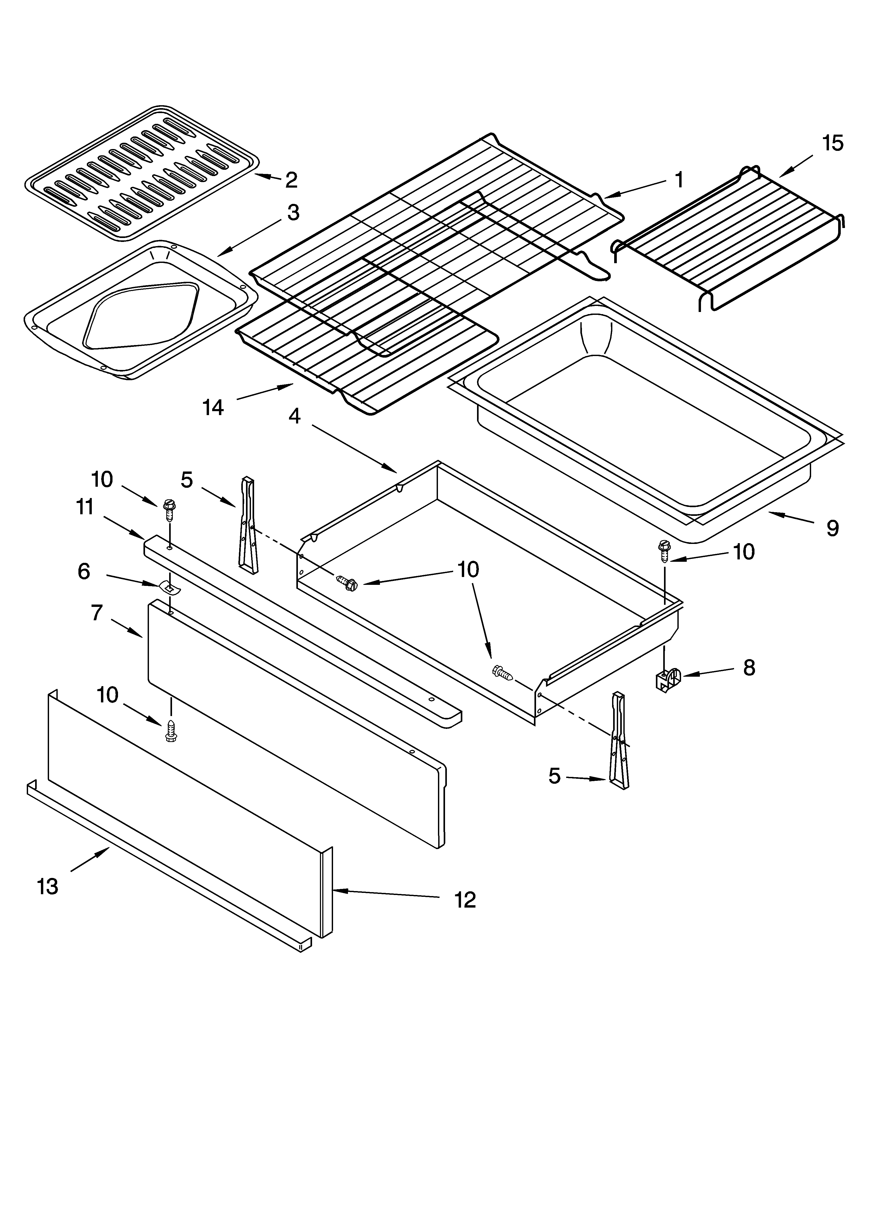 Whirlpool GS445LEMS2 drawer & broiler parts diagram