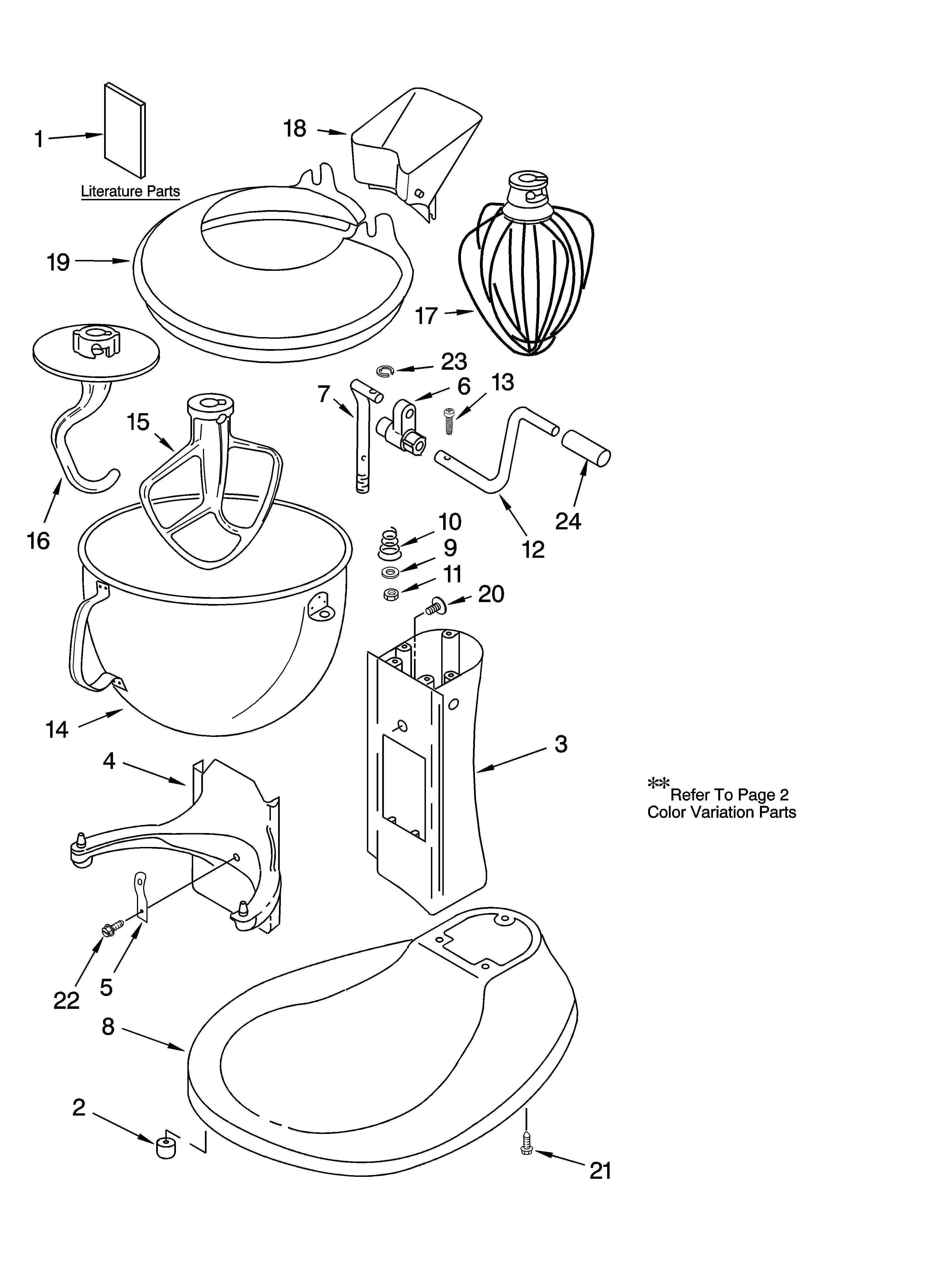 KitchenAid KD2661-3 base and pedestal unit accessory parts diagram