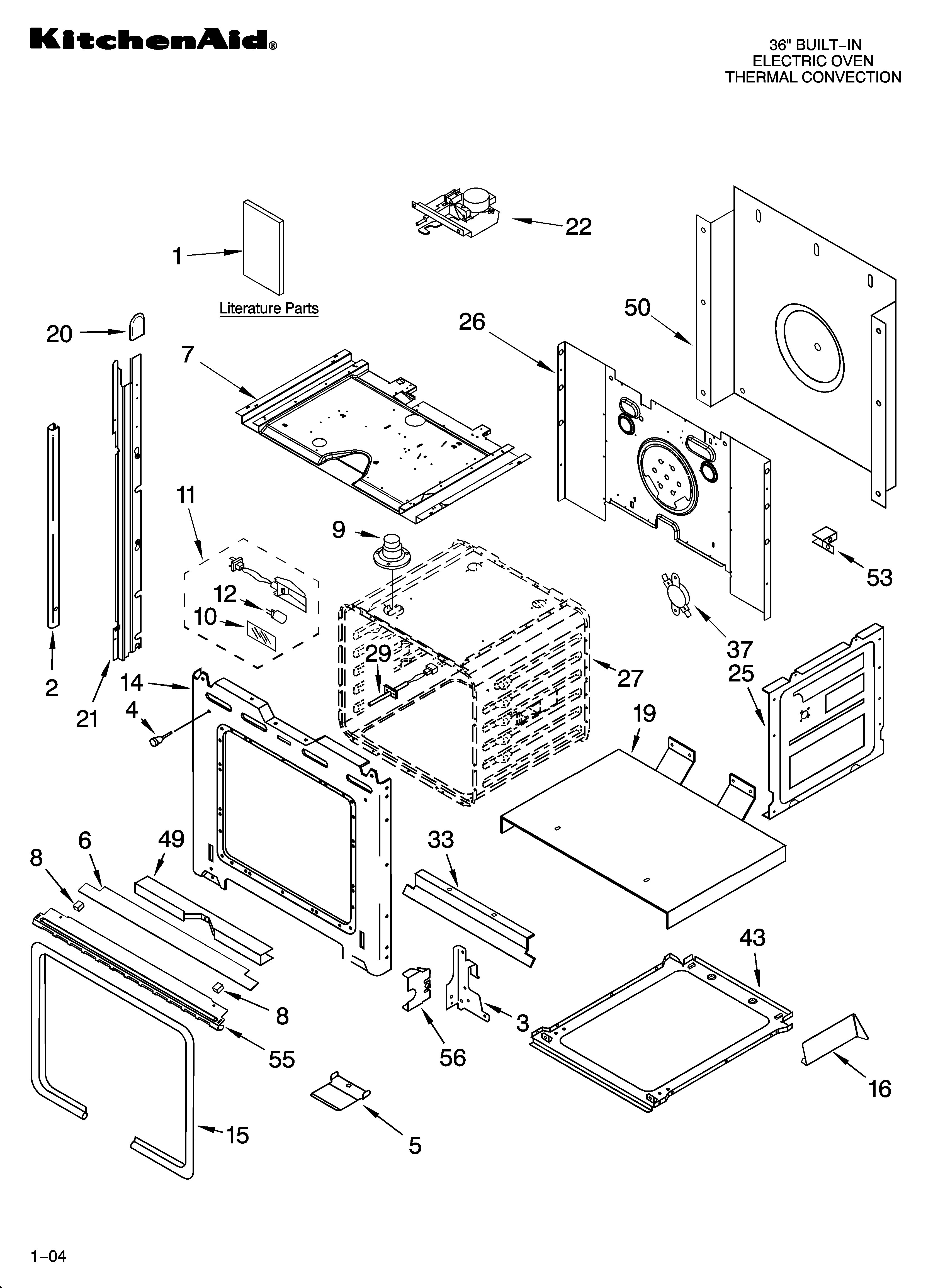 KitchenAid KEBC167MSS00 oven parts diagram