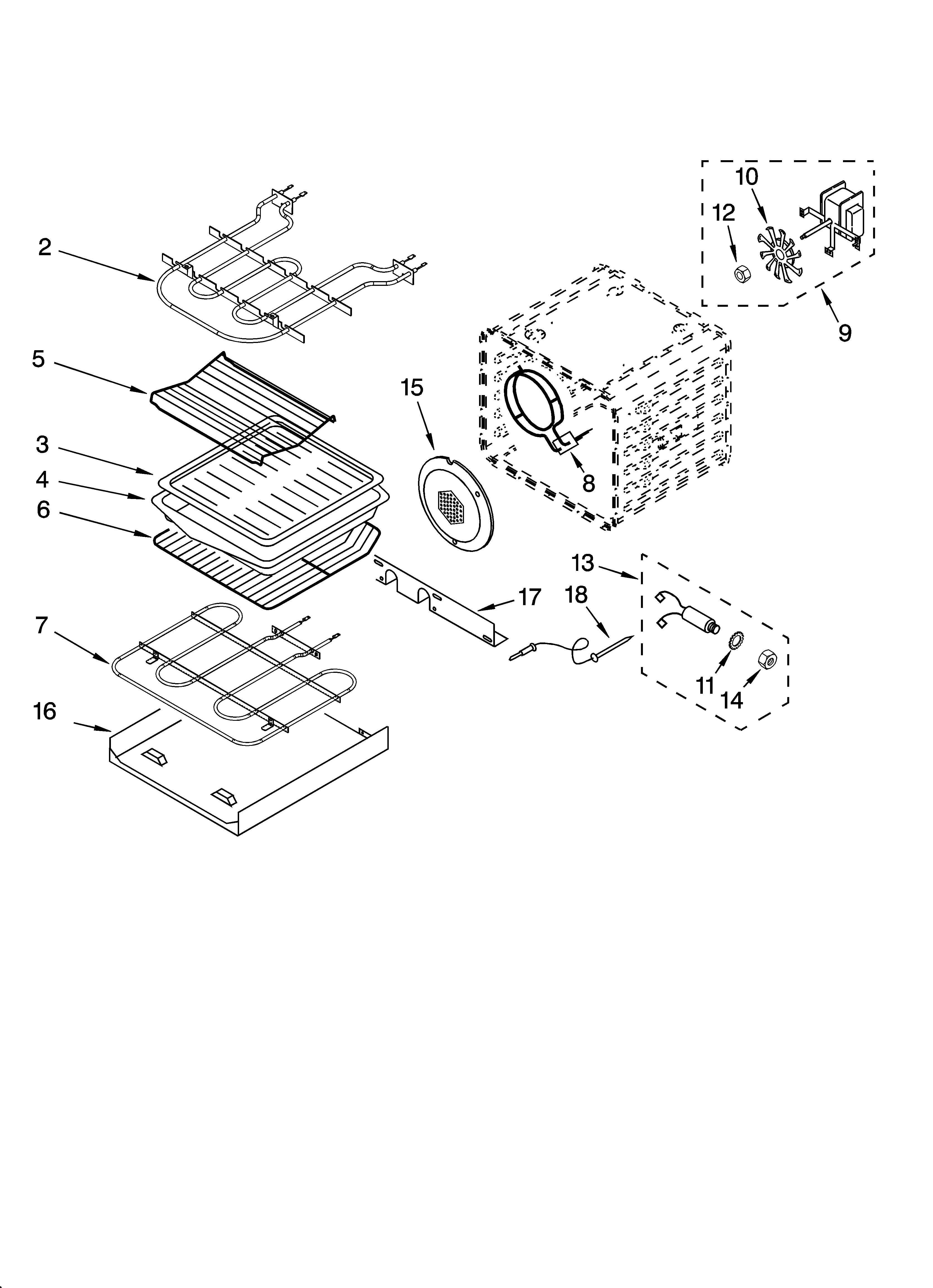 KitchenAid KEBC167MSS00 internal oven parts diagram