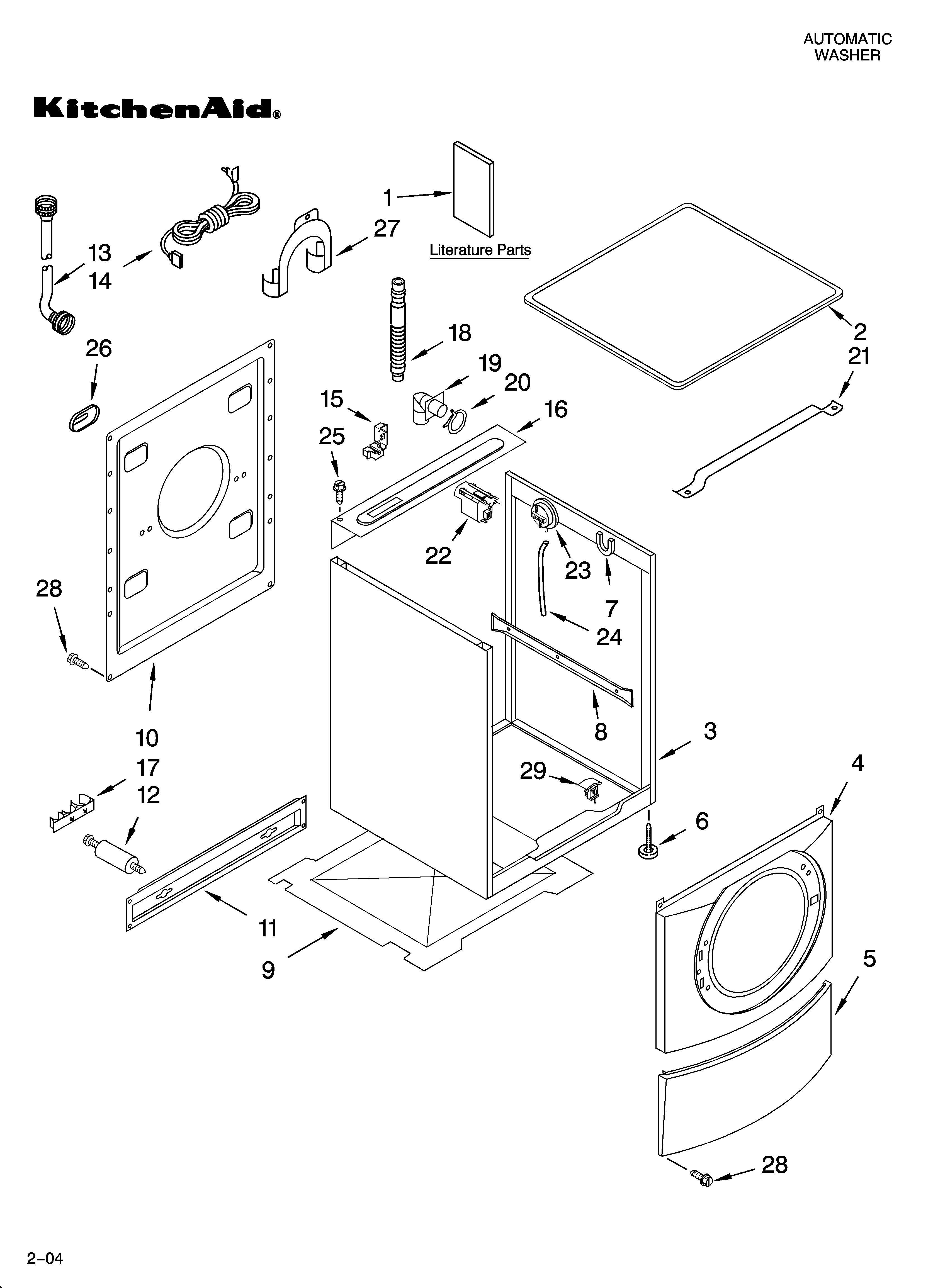 KitchenAid KHWS01PMT1 top and cabinet parts diagram