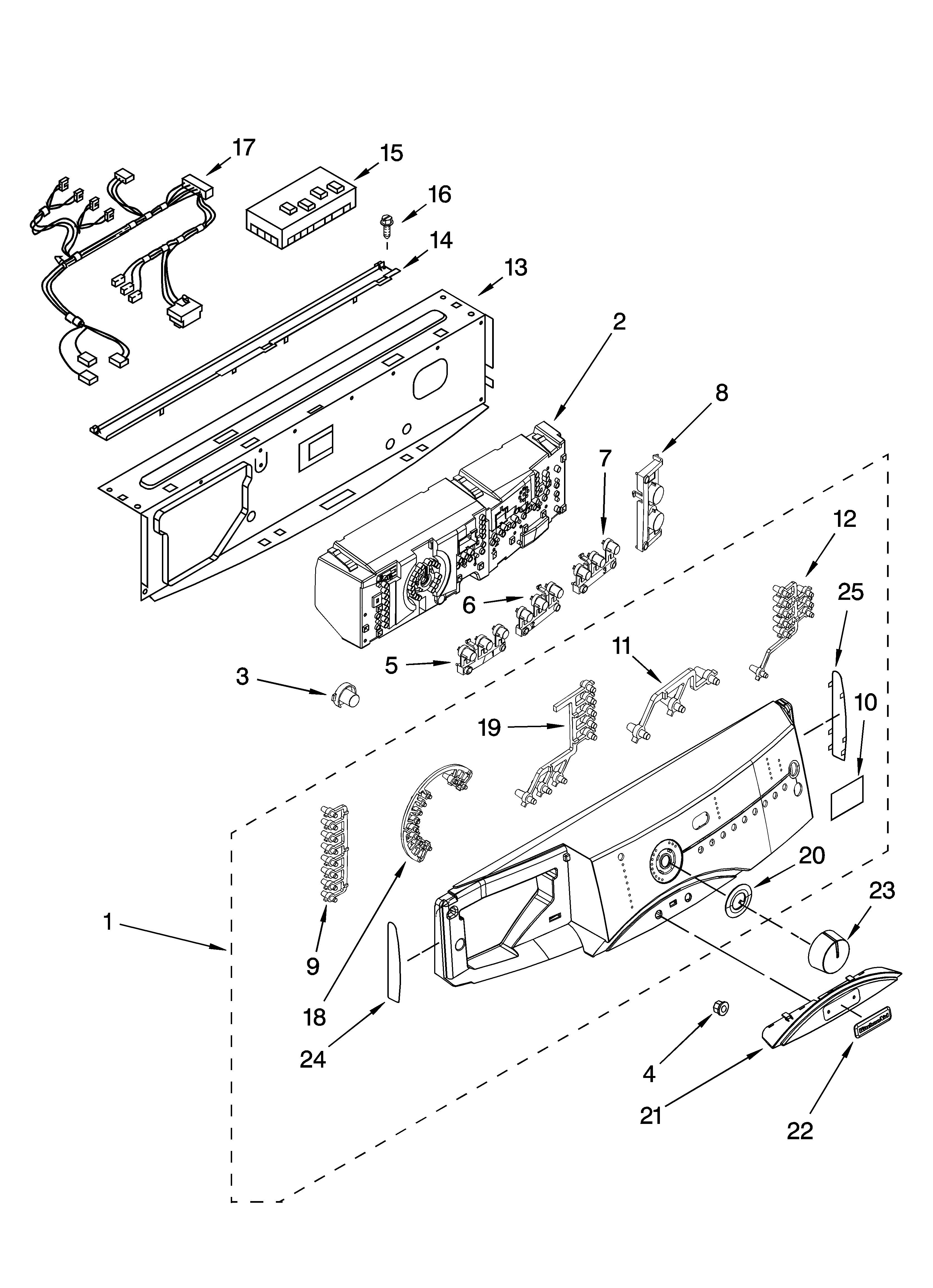 KitchenAid KHWS01PMT1 control panel parts diagram