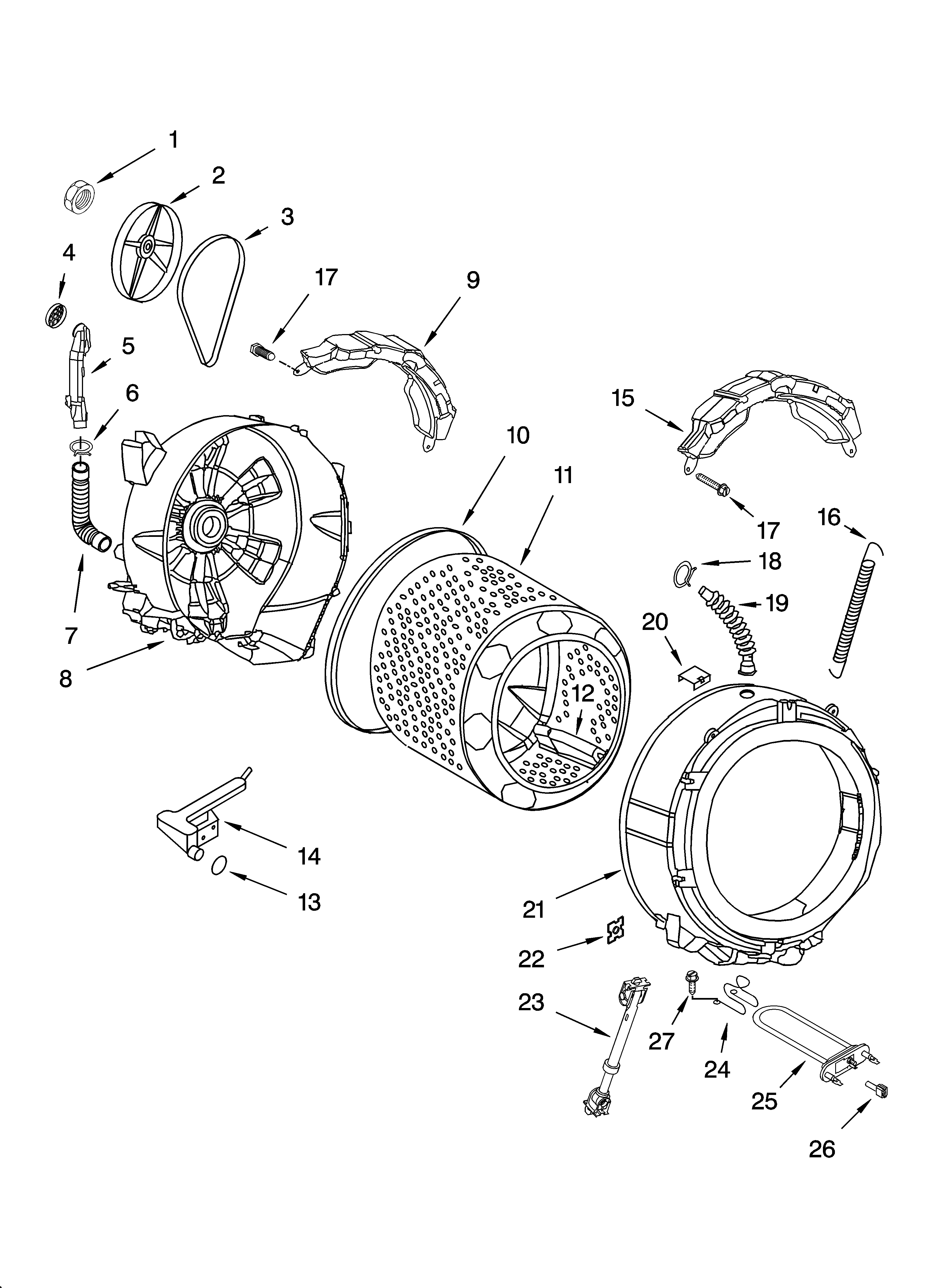 KitchenAid KHWS01PMT1 tub and basket parts diagram