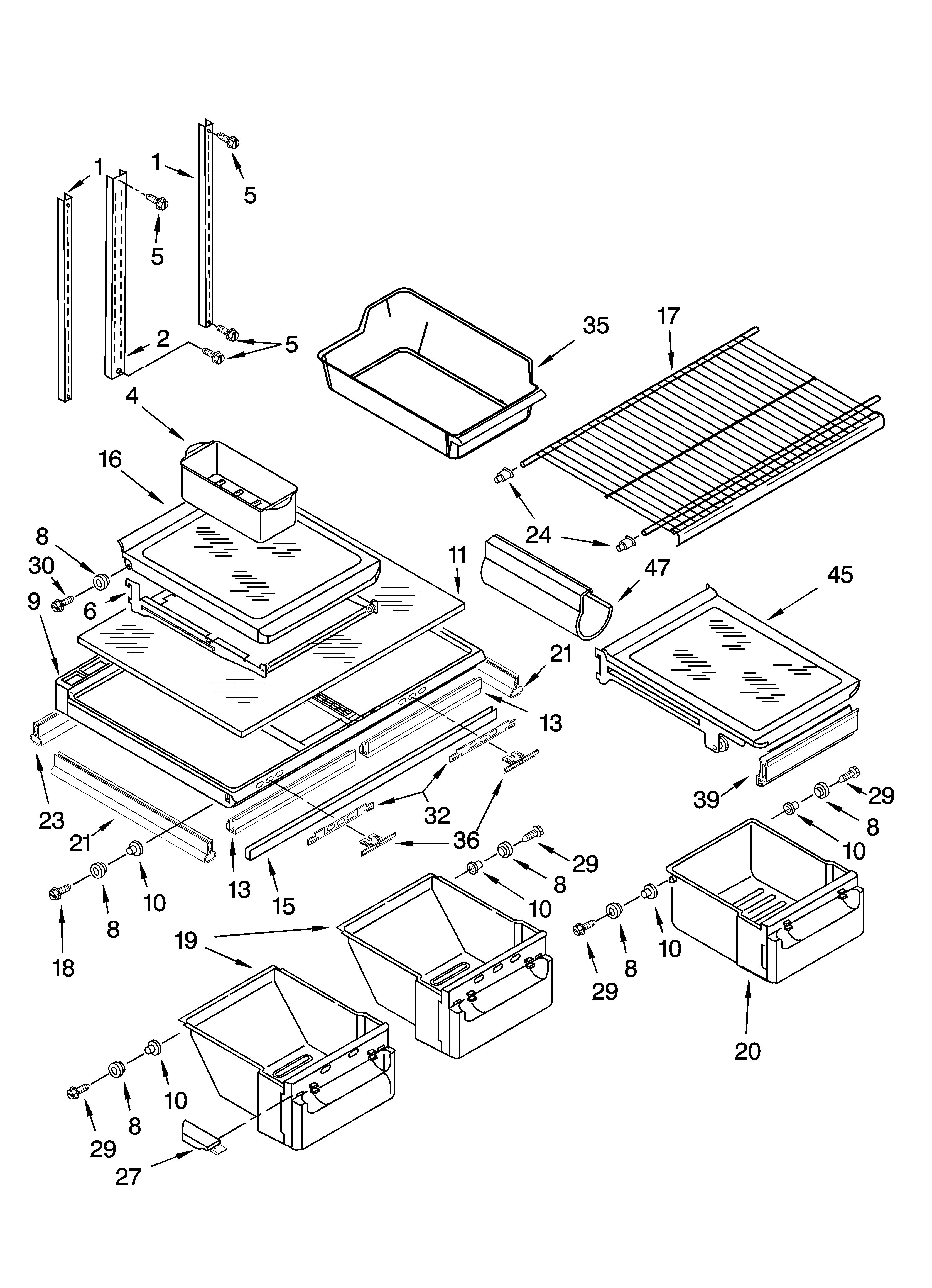 KitchenAid KTRA22EMWH01 shelf parts diagram