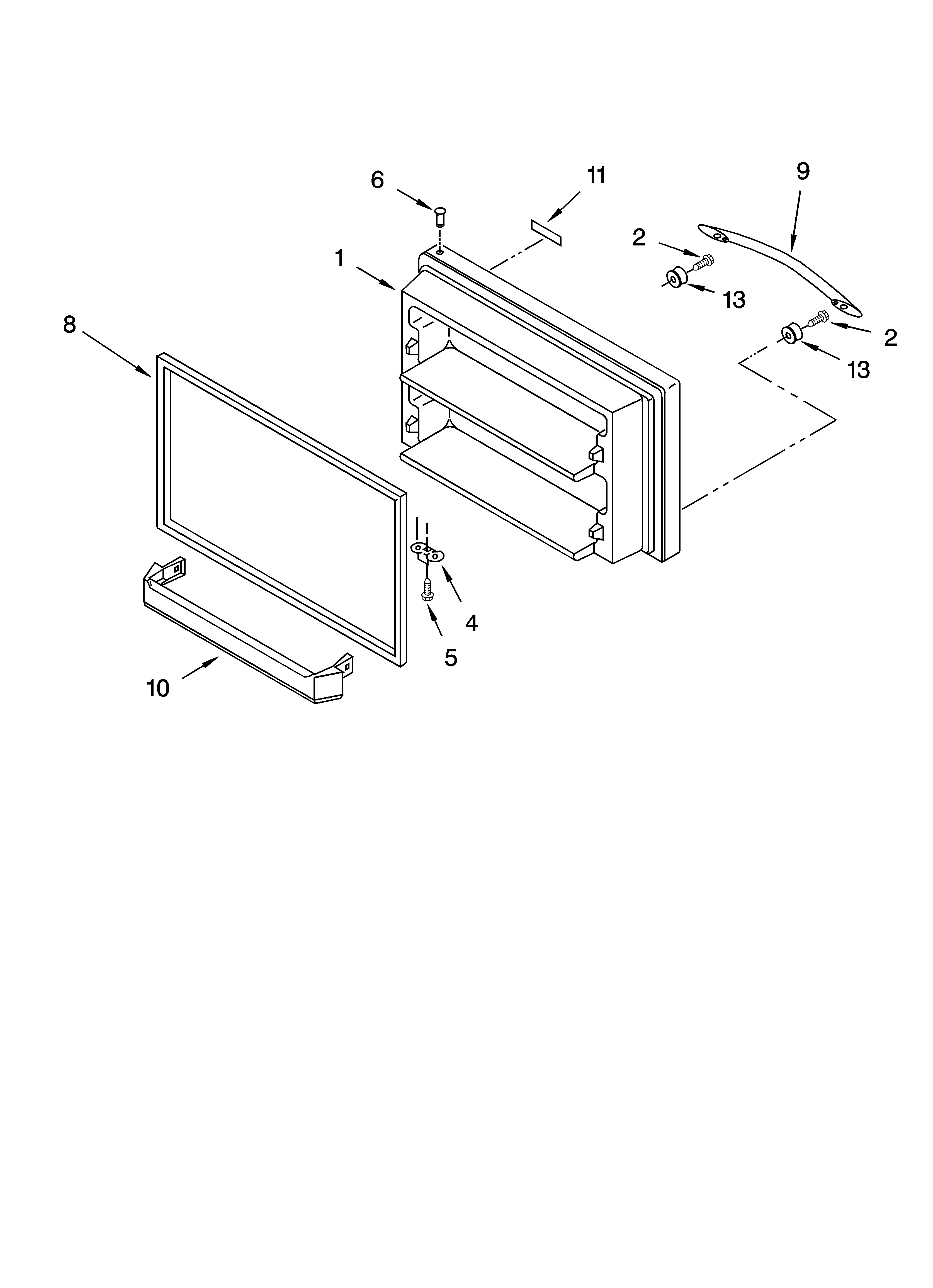 KitchenAid KTRA22EMWH01 freezer door parts diagram