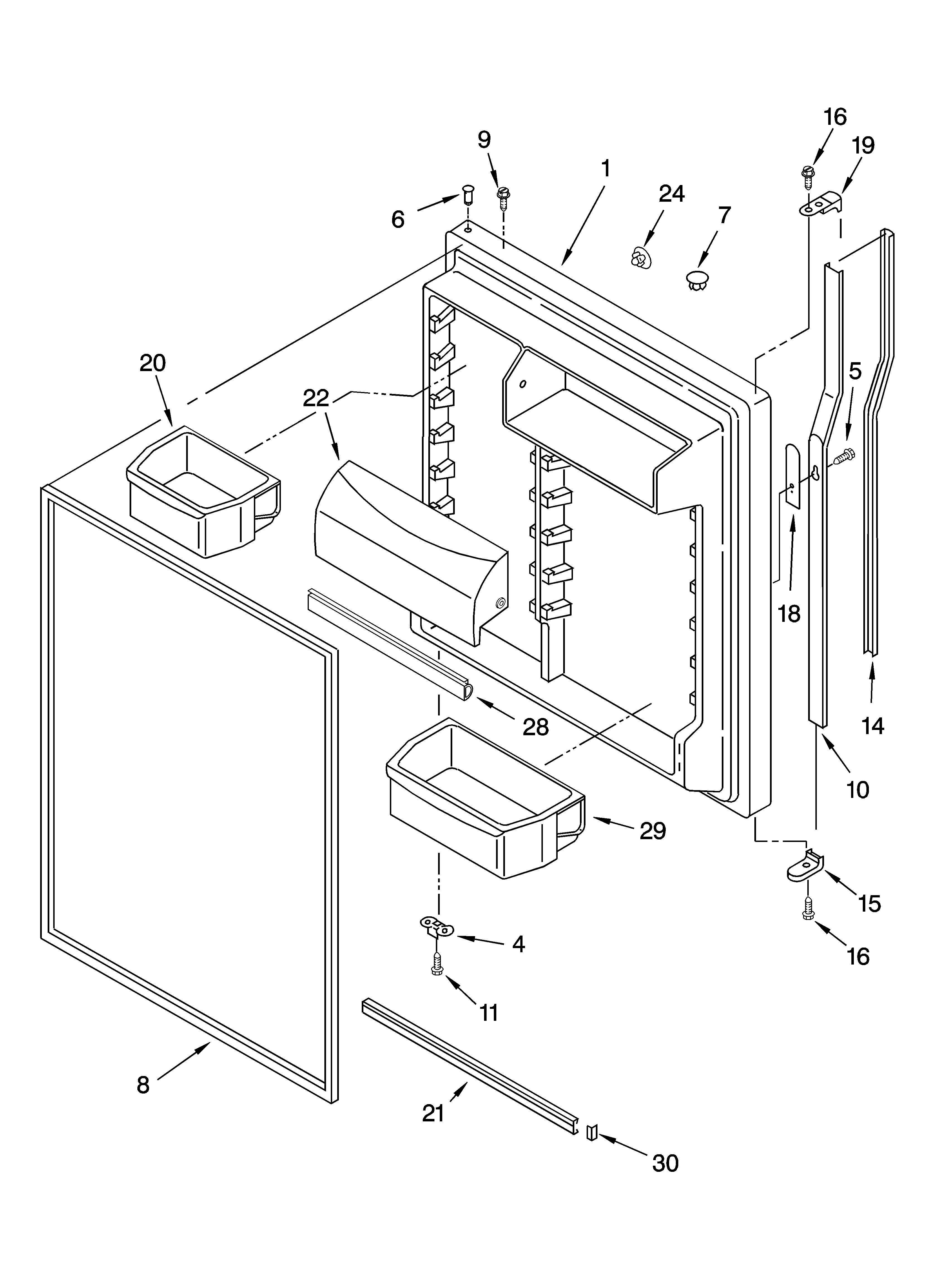 KitchenAid KTRP22EMBL00 refrigerator door parts diagram