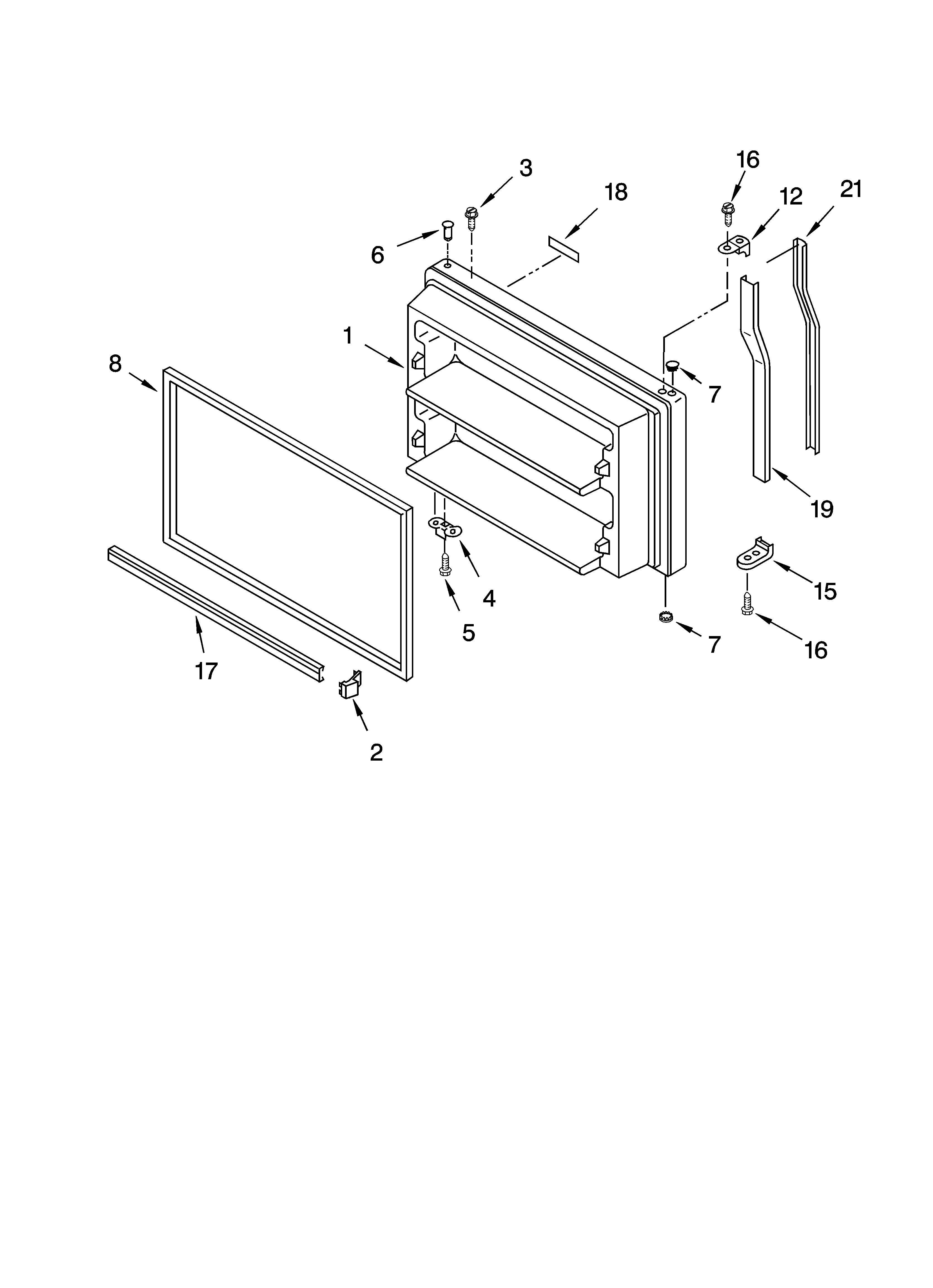 KitchenAid KTRP22EMBL00 freezer door parts diagram