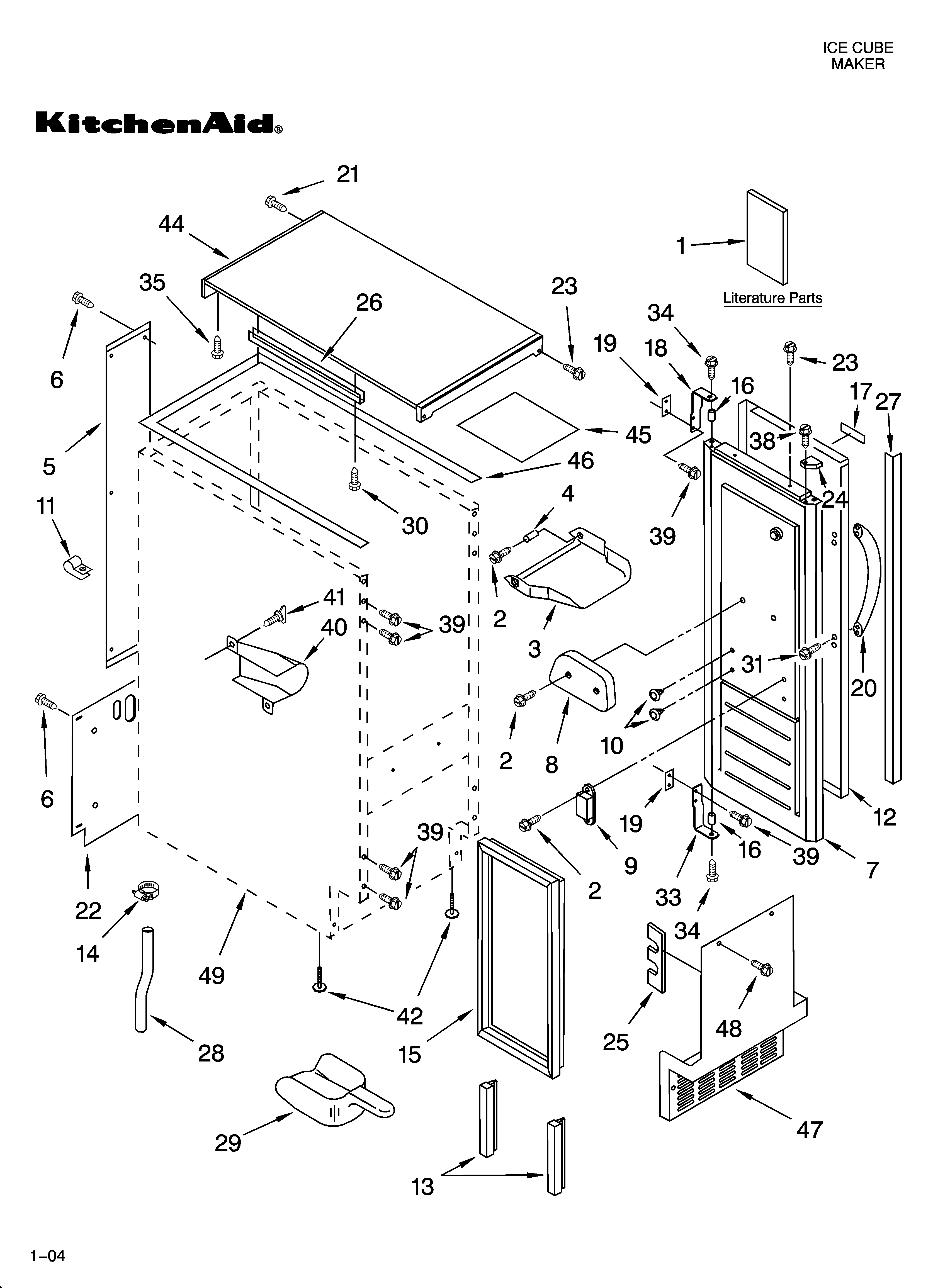 KitchenAid KUIA15NRHS6 cabinet liner and door parts diagram