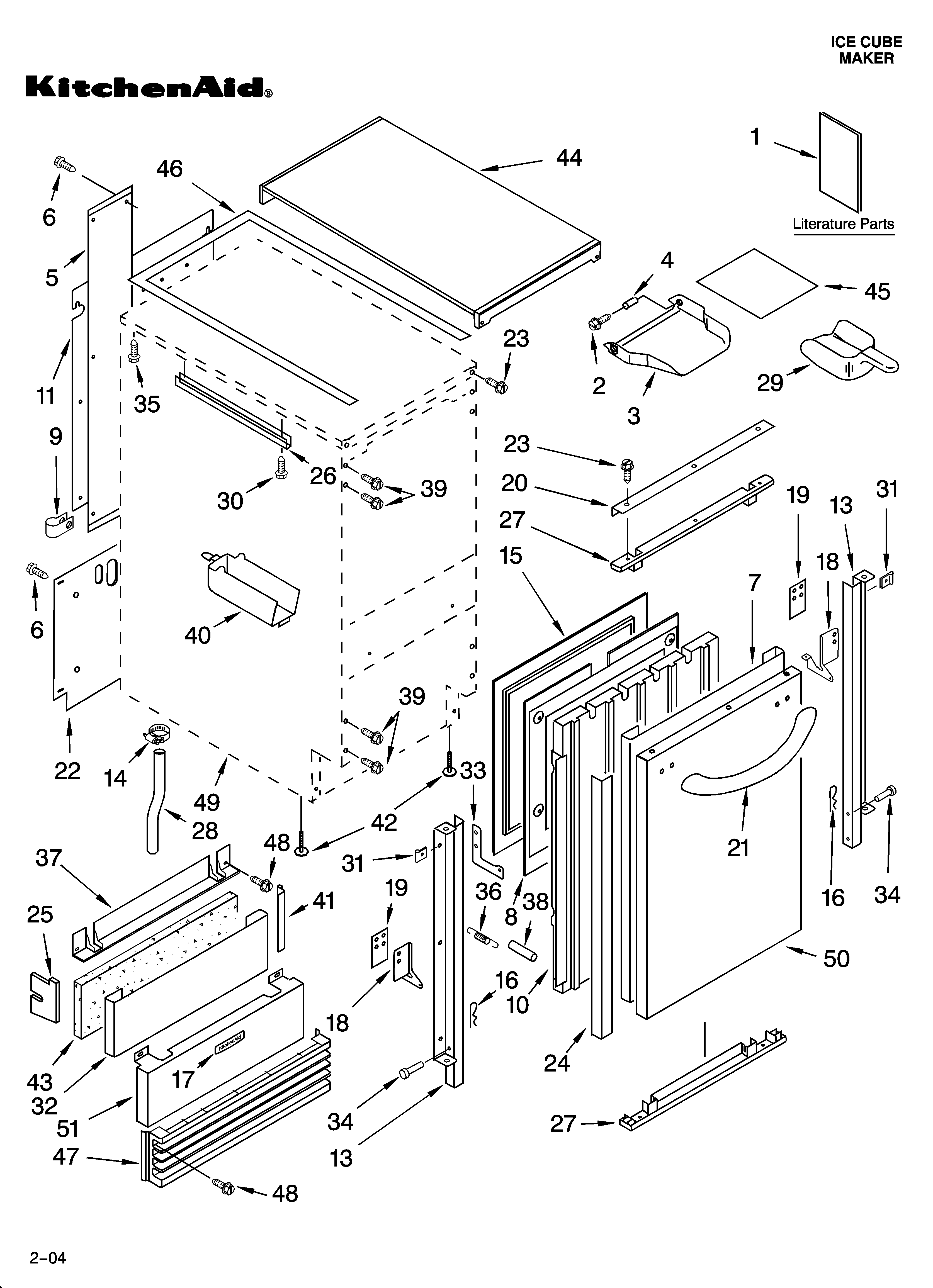 KitchenAid KUIA18NNJS4 cabinet liner and door parts diagram