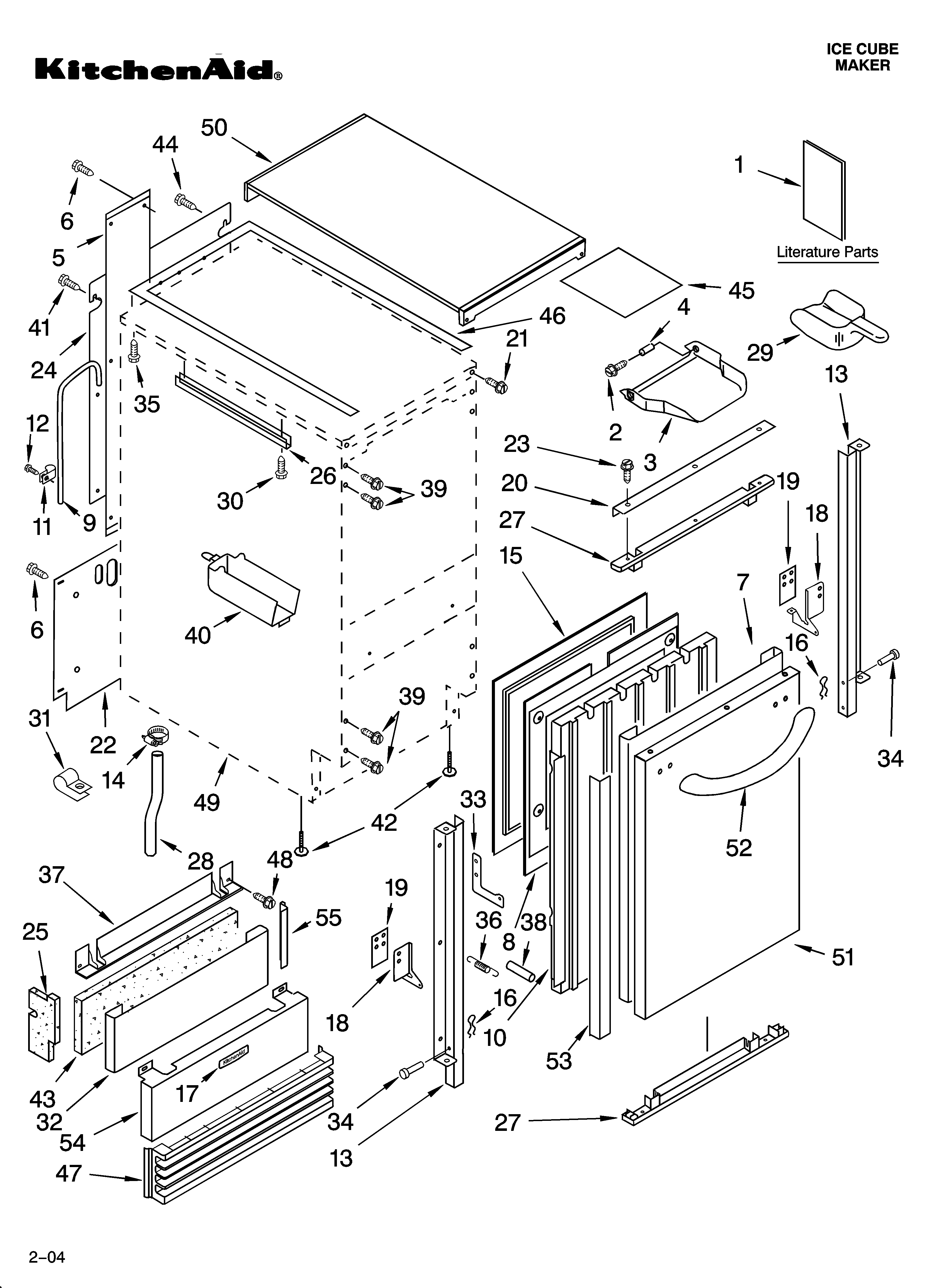 KitchenAid KUIA18PNLS1 cabinet liner and door parts diagram
